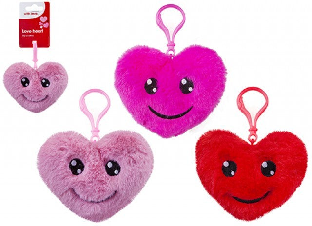 View Plush Love Heart with Clip 12cm Assorted information