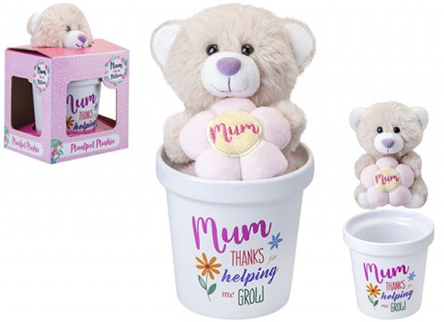 View Plush Mum Bear in Ceramic Flowerpot information