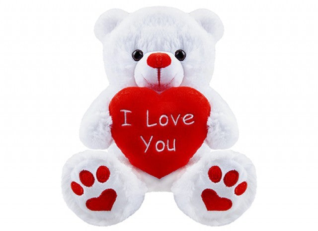 View White I Love You Bear with Loveheart 7 inch information