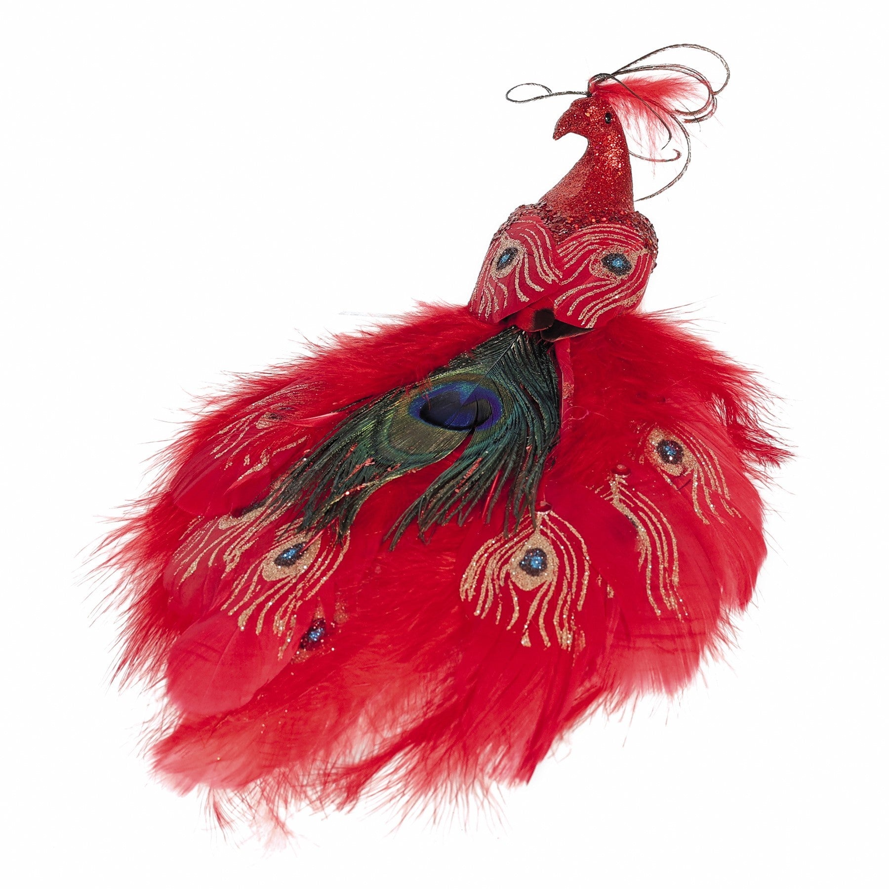 View Red Peacock with Clip 30cm information