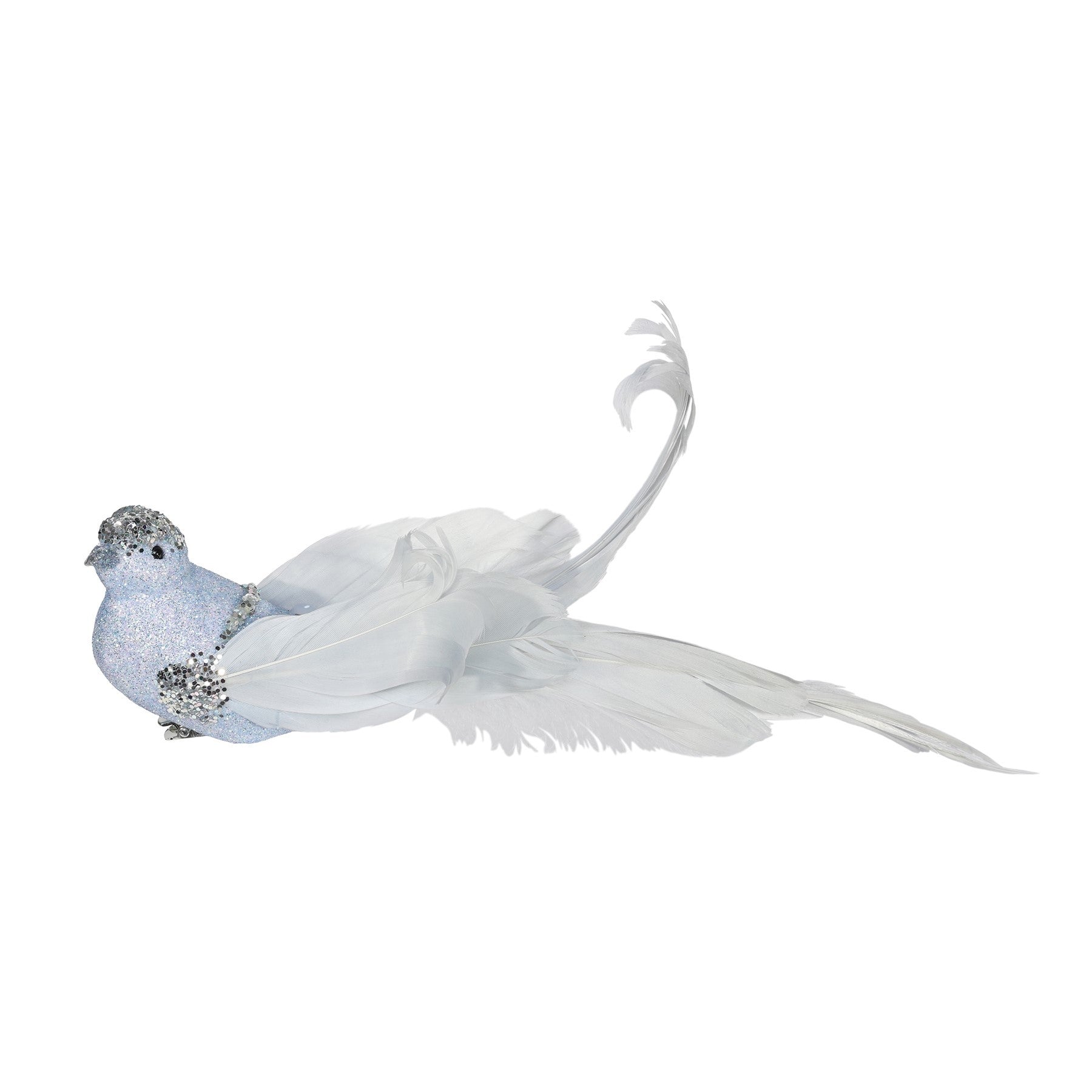 View Silver Glitter Bird 23cm information