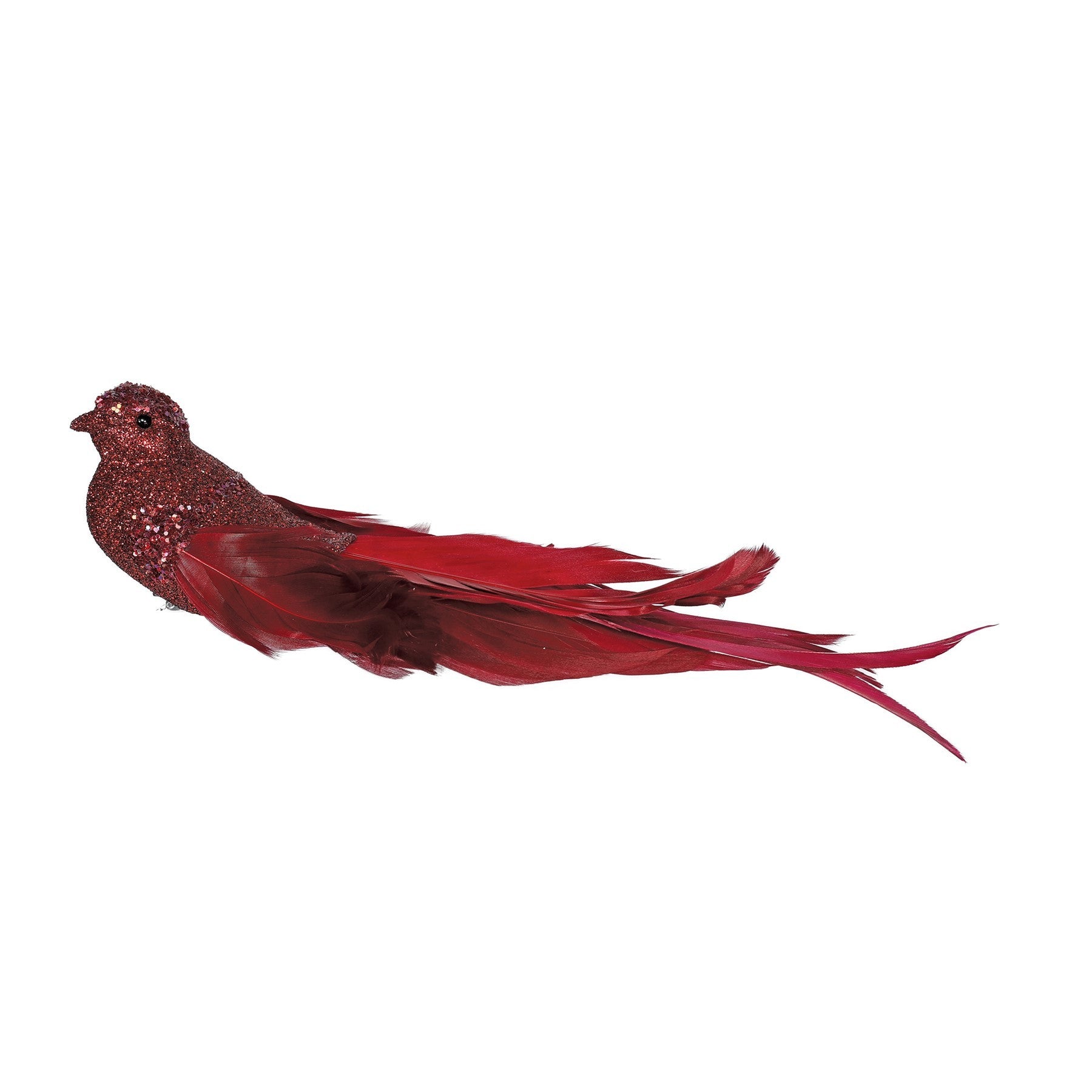 View Burgundy Glitter Bird with Clip 23cm information