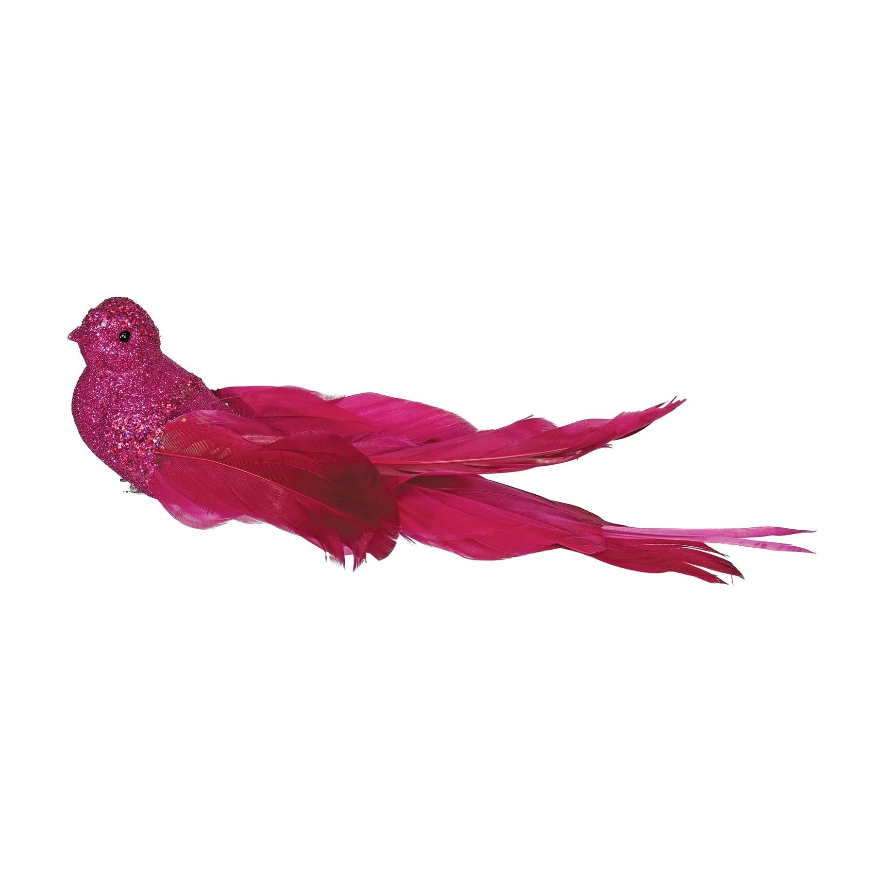 View Hot Pink Glitter Bird with Clip 23cm information