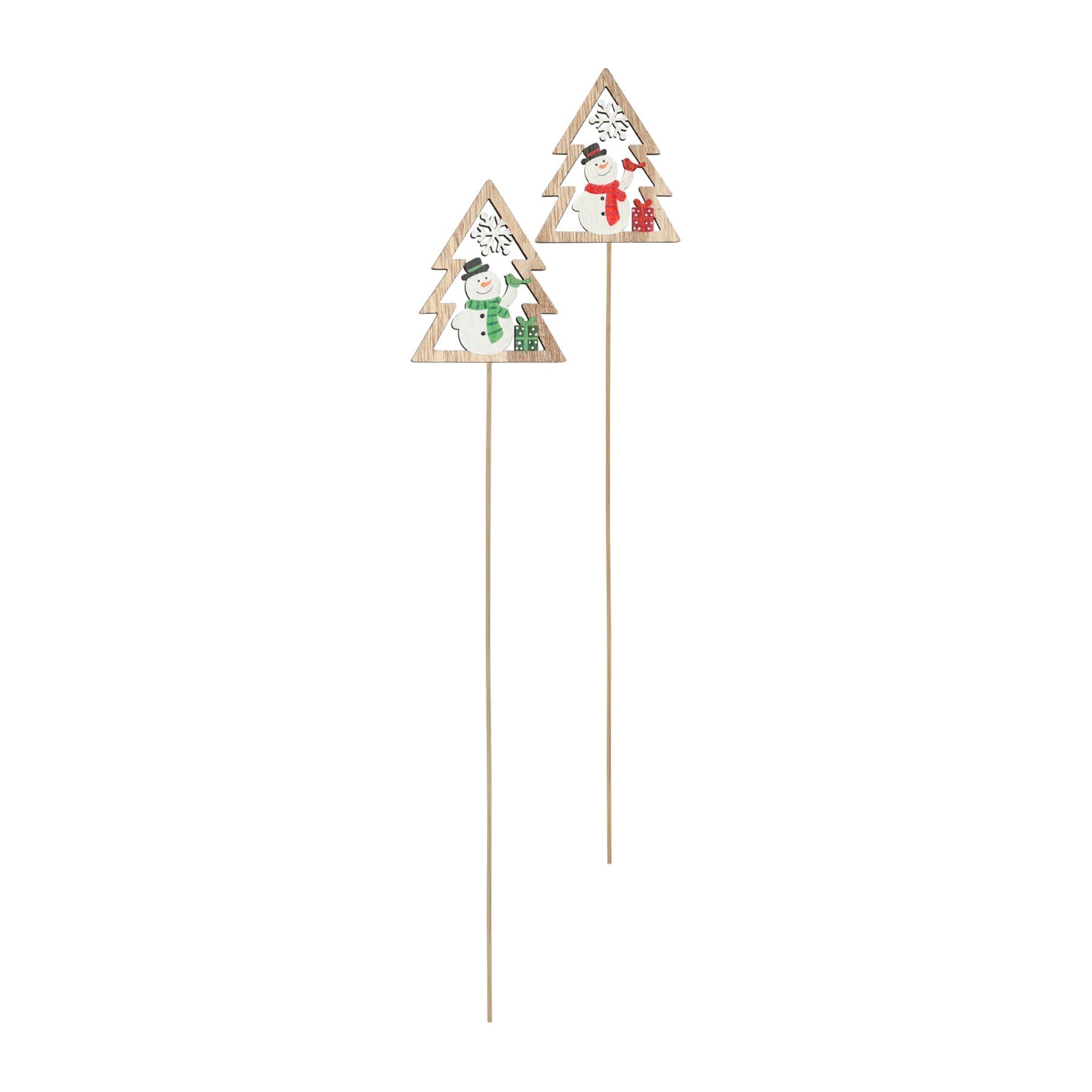 View Christmas Tree Snowman Wooden Pick pack of 10 information