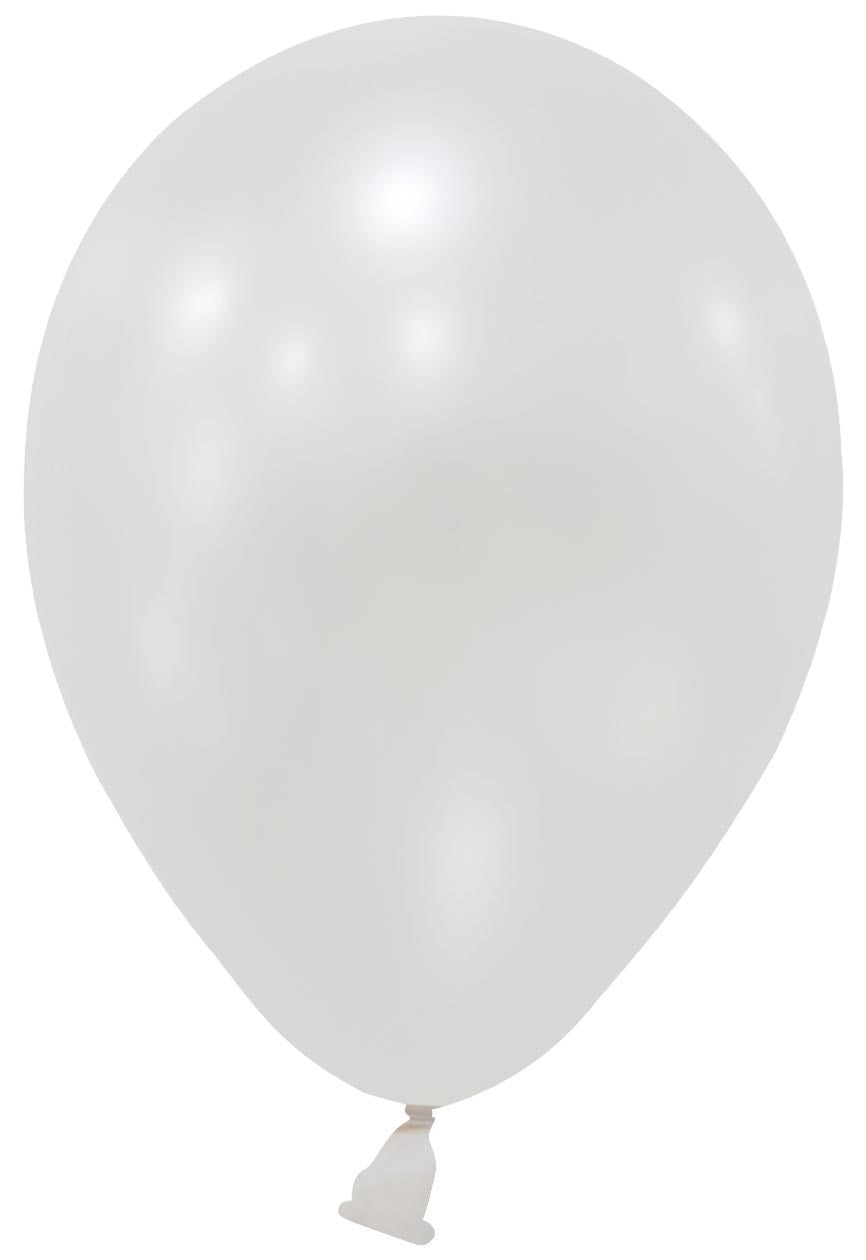 View White Metallic Round Shape Latex Balloon 5 inch Pk 100 information