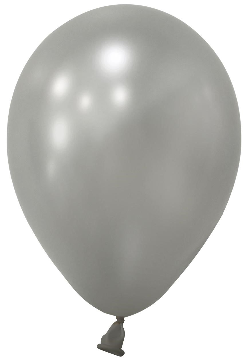 View Silver Metallic Round Shape Latex Balloon 5 inch Pk 100 information