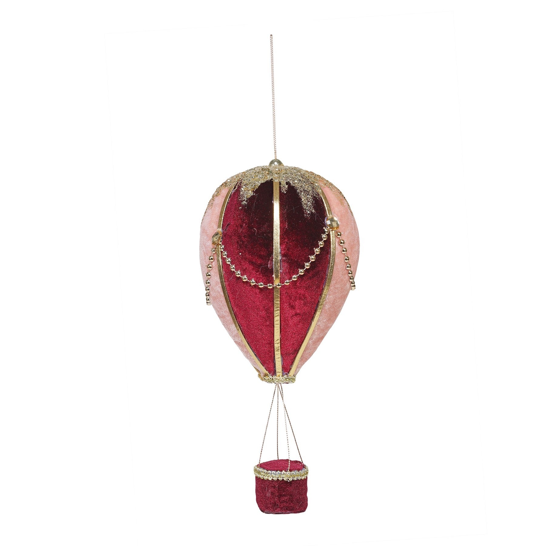 View Burgundy and Pink Hot Air Balloon Hanging Decoration 28cm information