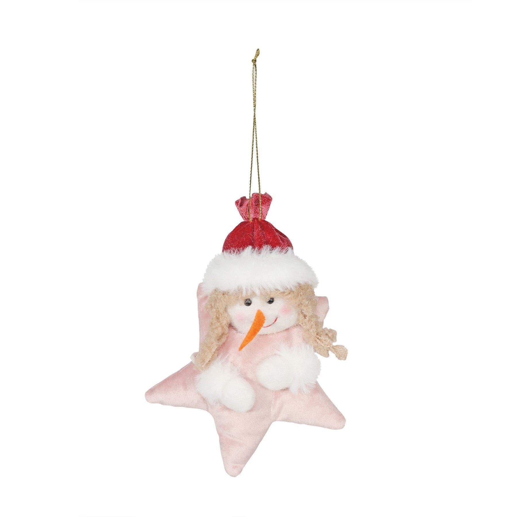 View Christmas Burgundy and Pink Velvet Lady Snowman Hanger information