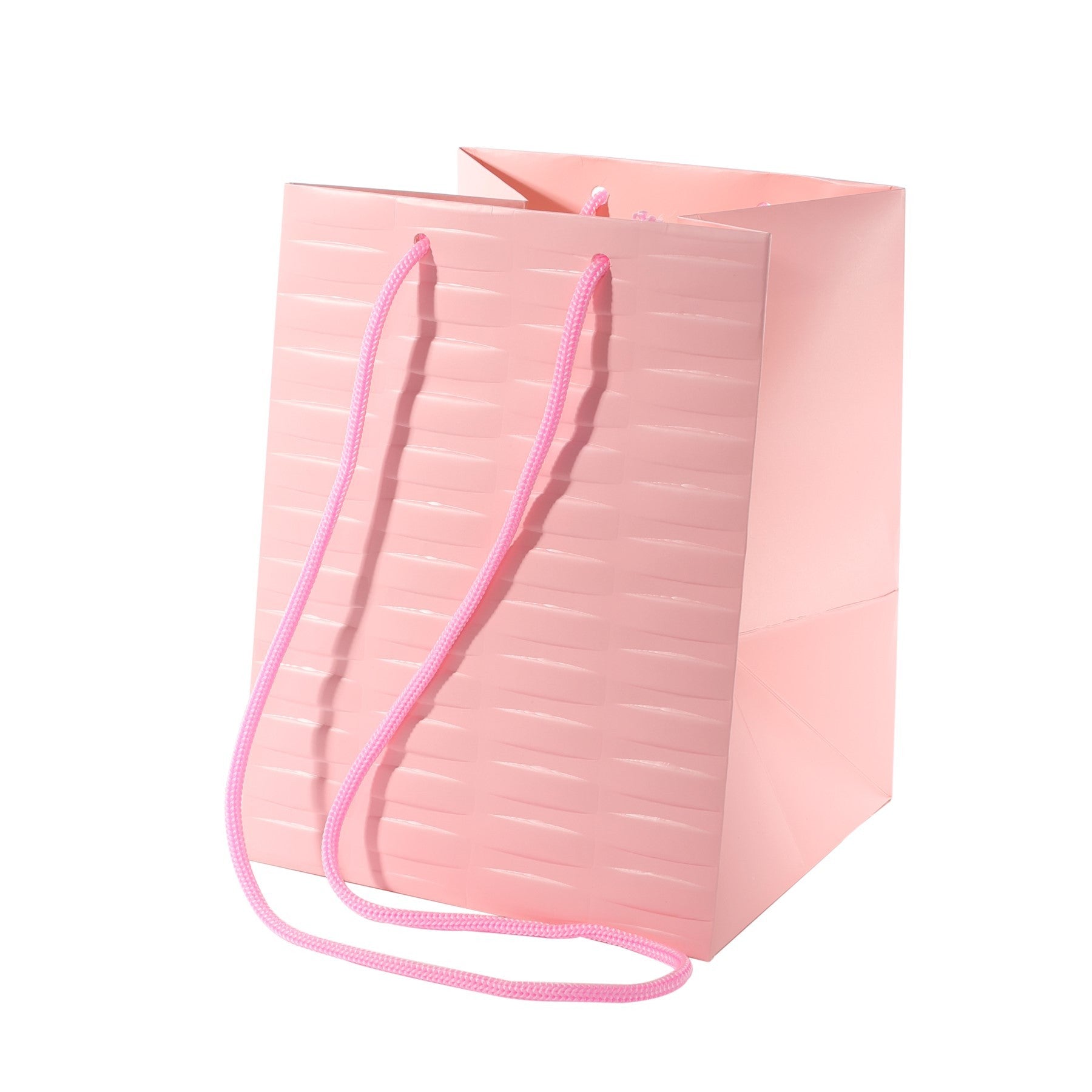 View Pink Woven Textured Hand Tie Bag 19x25cm information