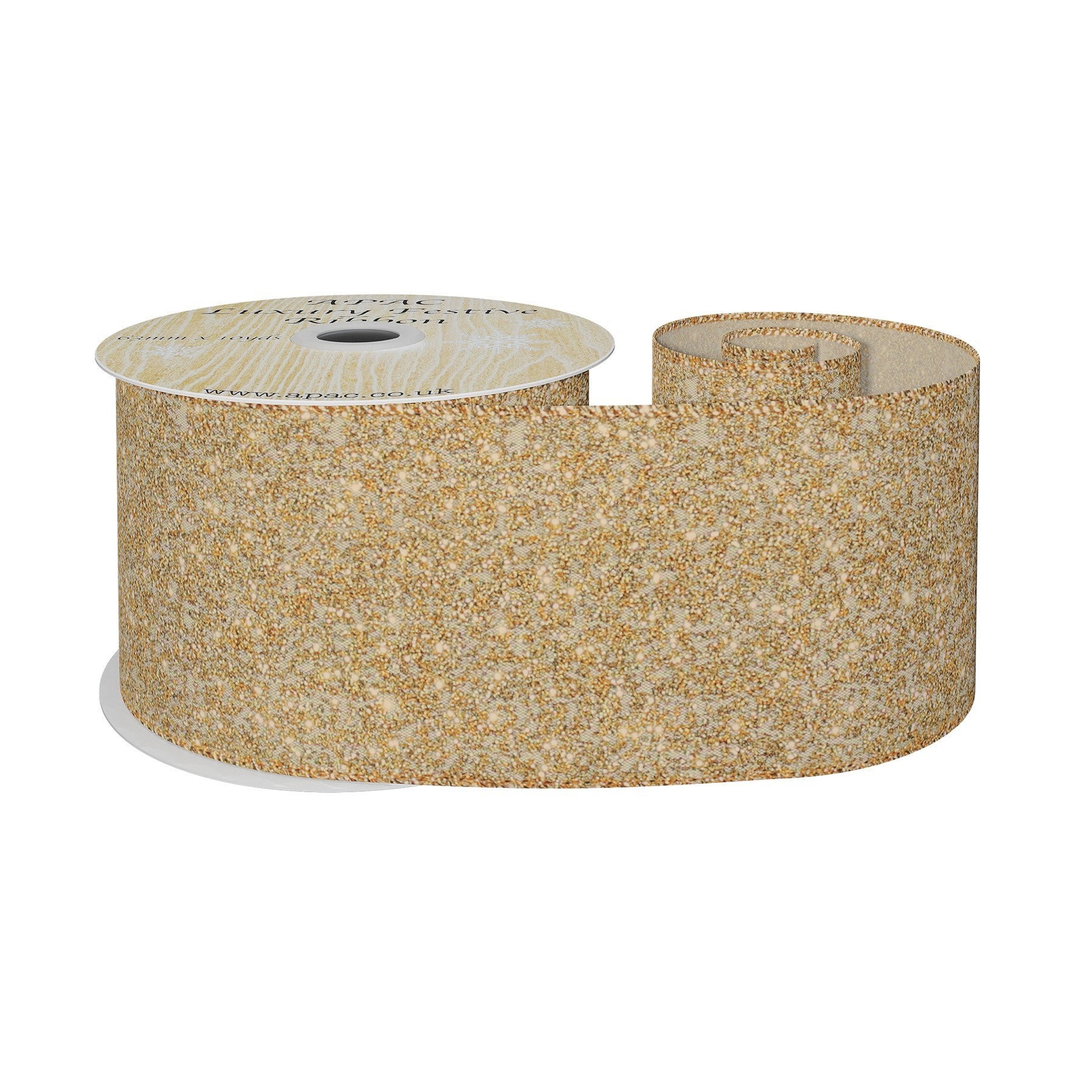 View Gold Glitter Ribbon 63mm x 10yd information