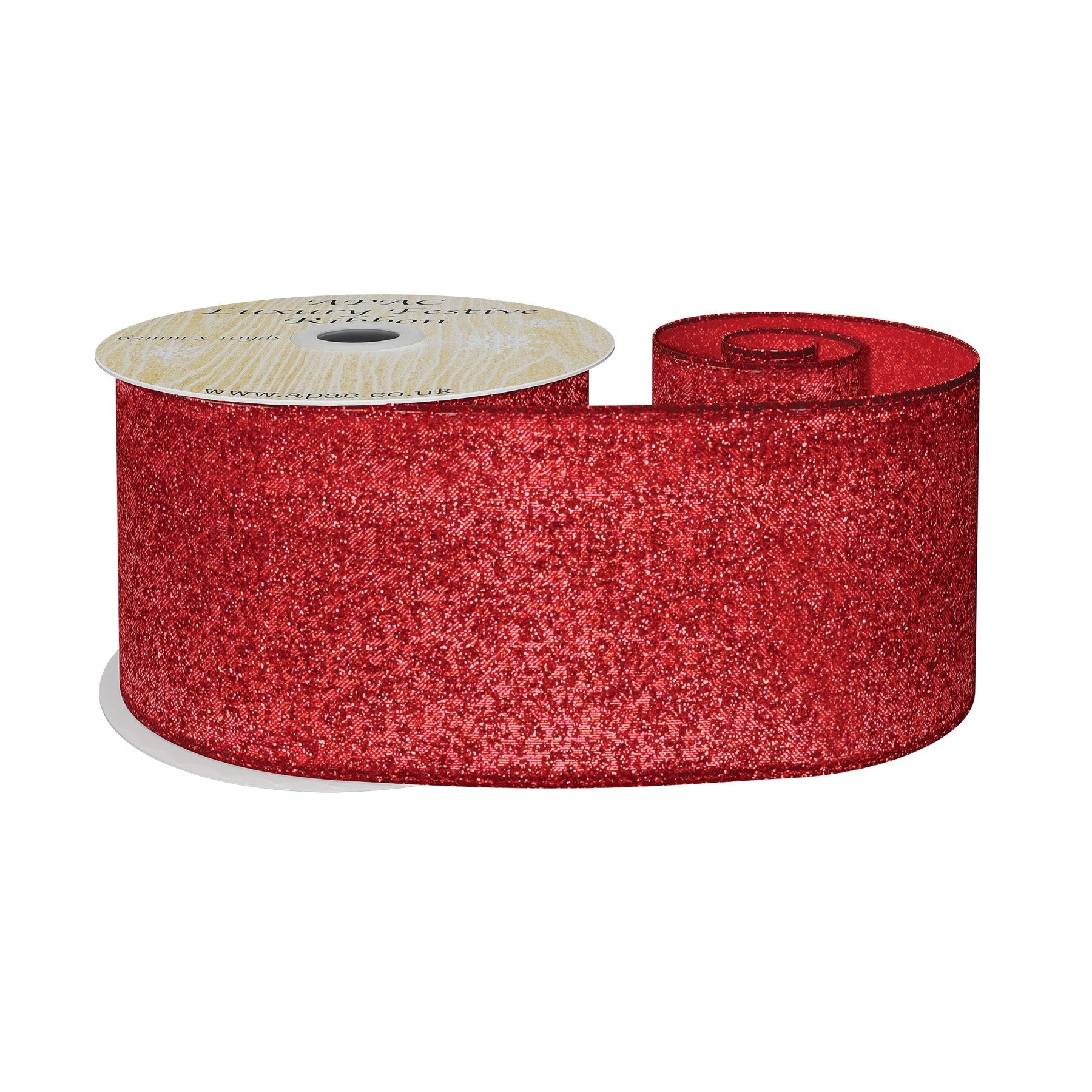 View Red Glitter Ribbon 63mm x 10yd information