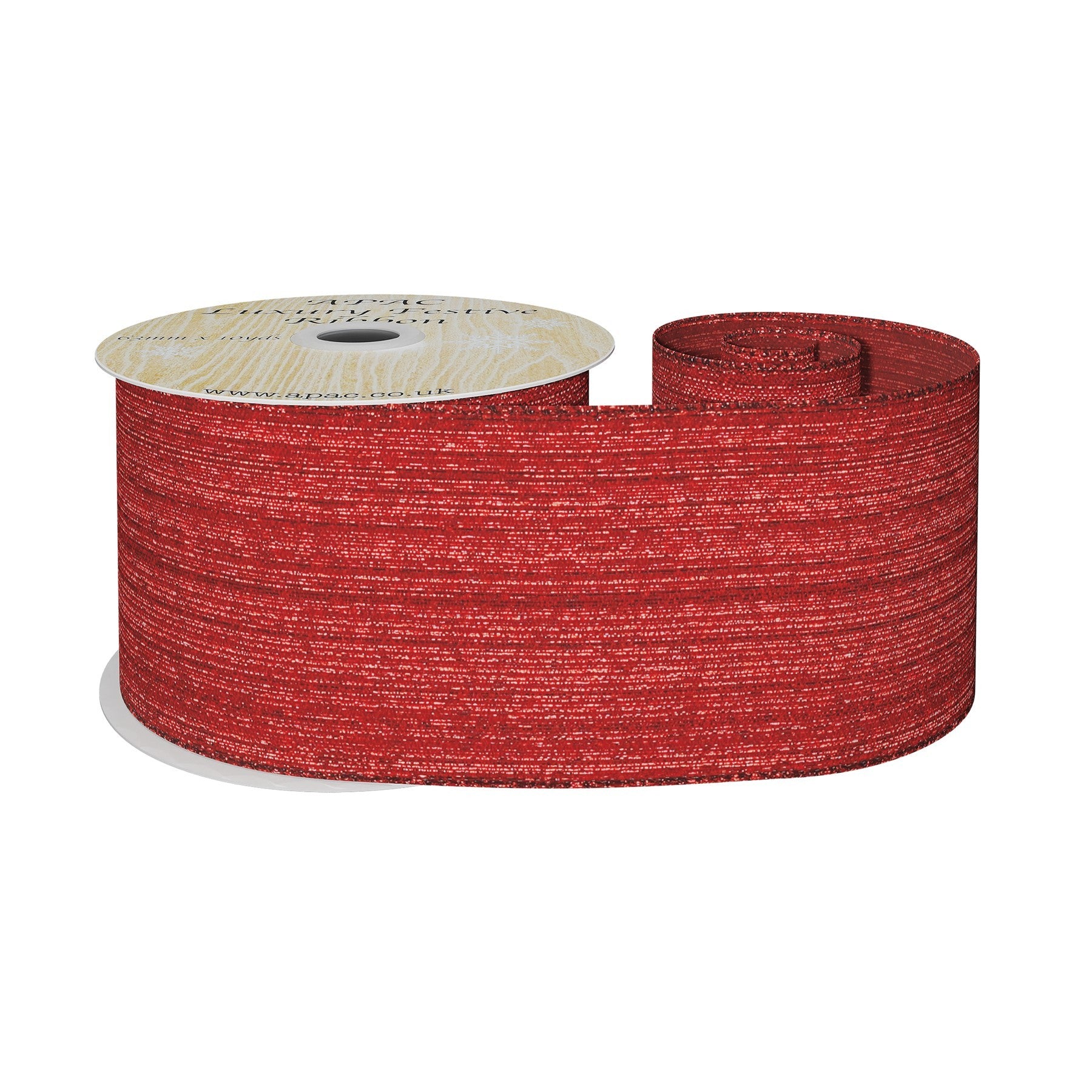 View Red Shimmer Thread Ribbon 63mm x 10yds information