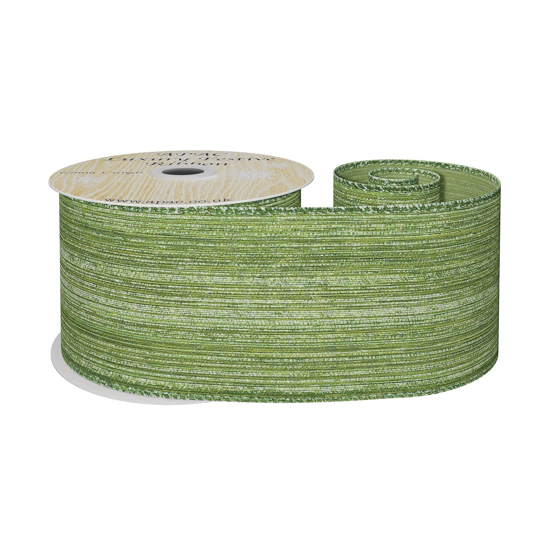 View Moss Green Shimmer Thread Ribbon 63mm x 10yds information
