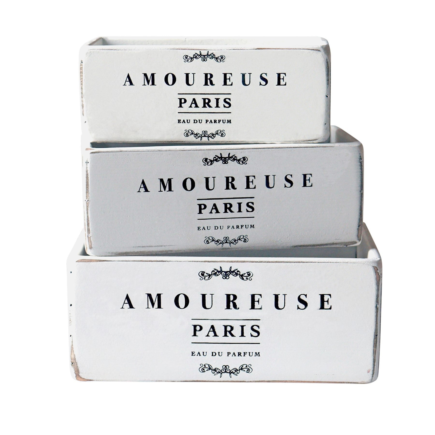 View White Amoureuse Crates Set of 3 Crates information