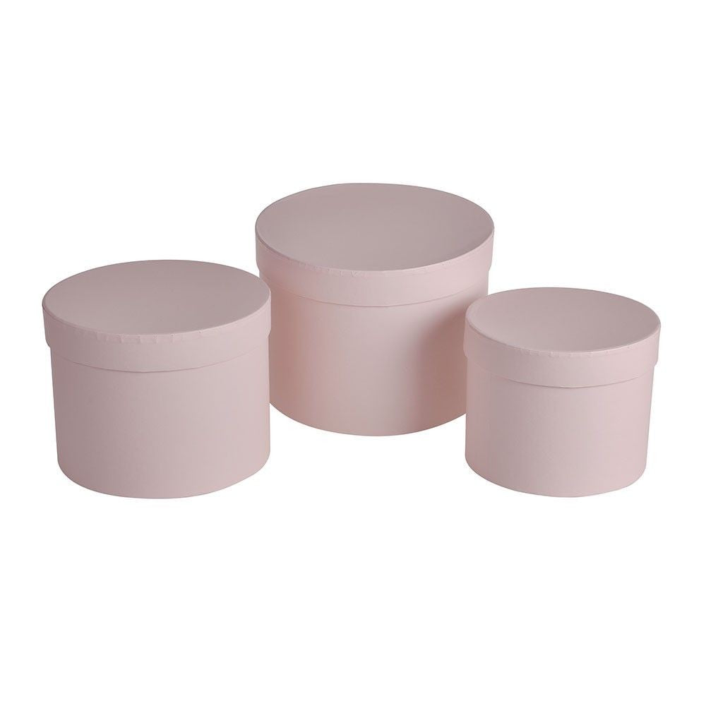 View Pale Pink Hat Box set of 3 19cm information