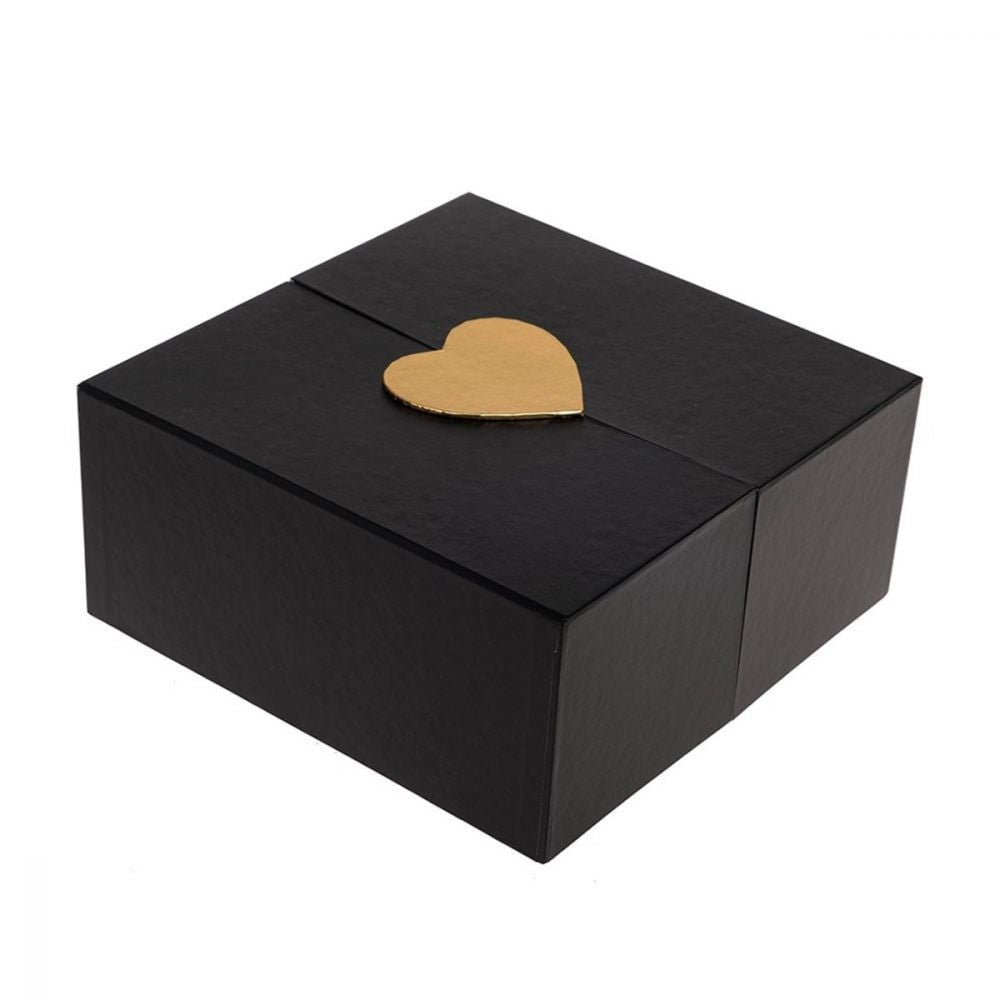 View Black Flower Box with Gold Heart 22cm information