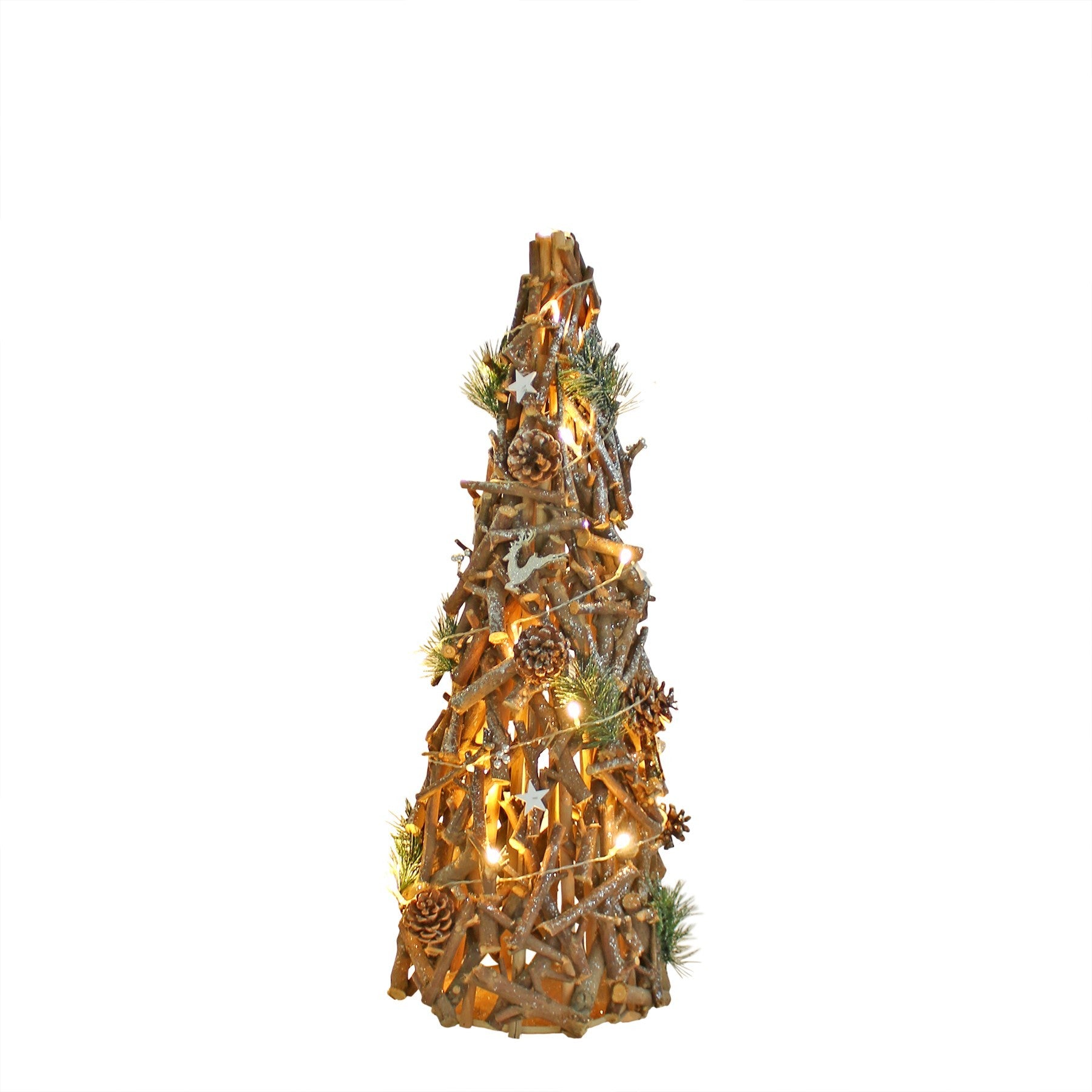 View 80cm Wooden Decorative Christmas Twig Tree with Lights information