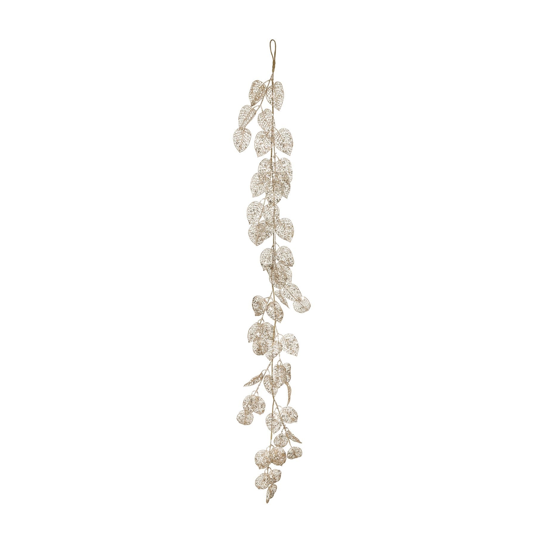 View Champagne Glitter Leaf Garland 150cm information