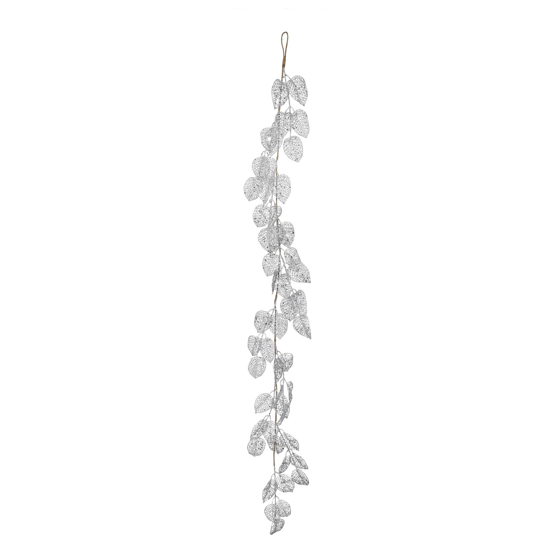 View Silver Glitter Leaf Garland 150cm information