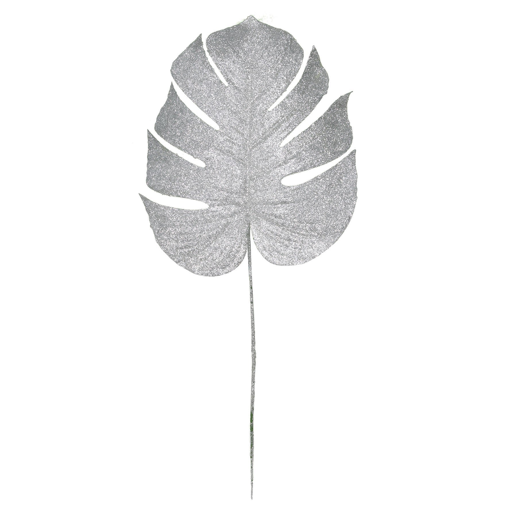 View Silver Glitter Monstera Leaf Large information