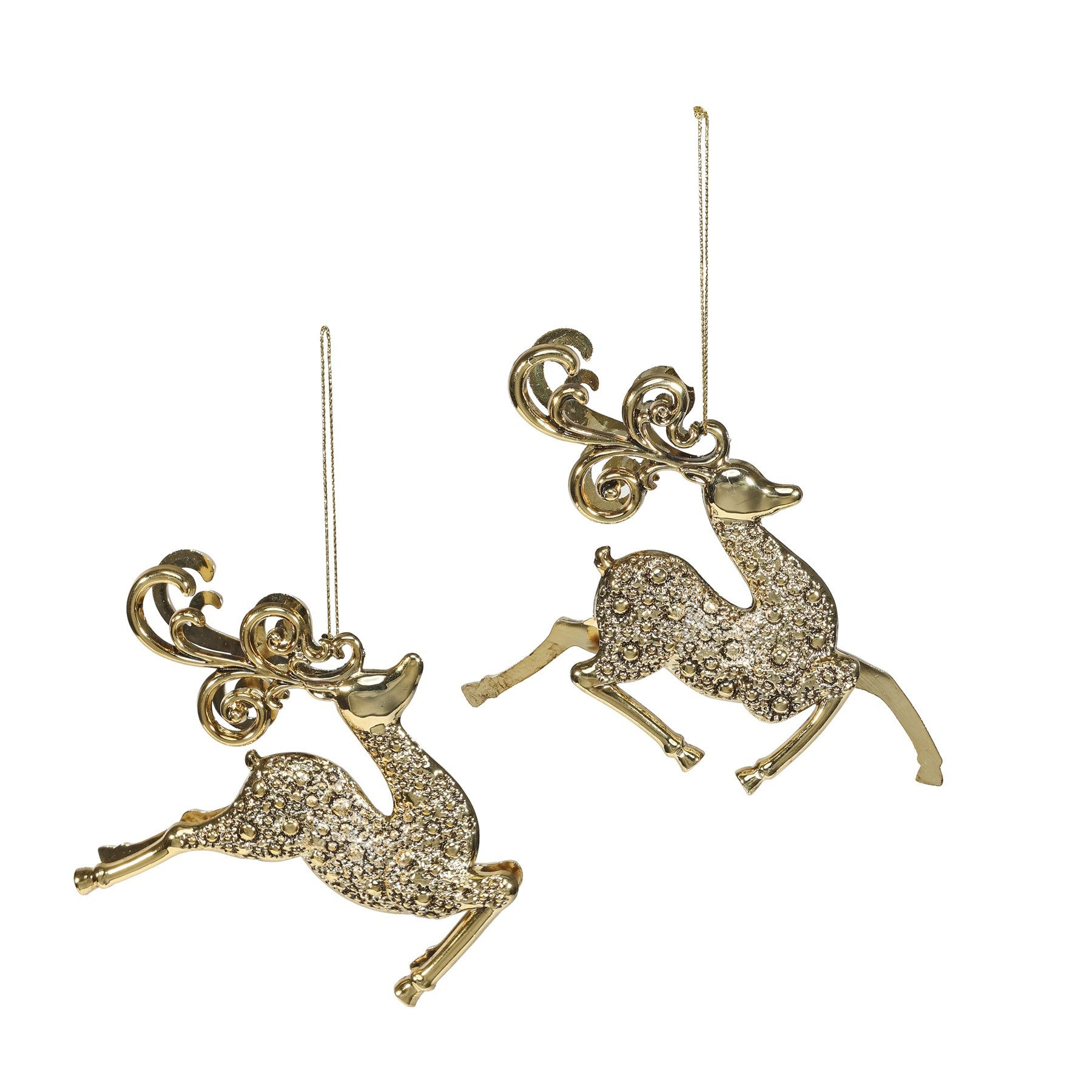 View Gold Antique Reindeer Assorted Hanging Decoration information