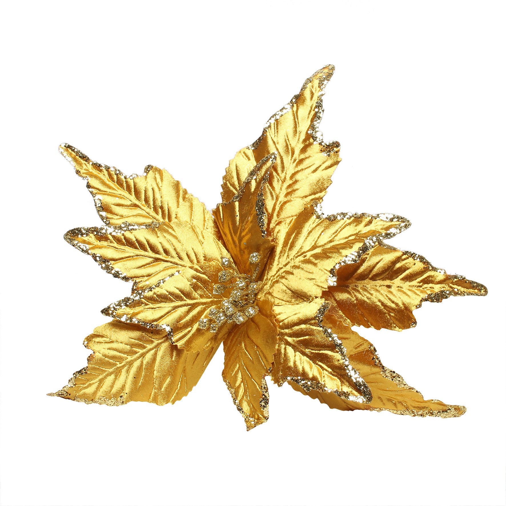 View Large Gold Poinsettia Pick information