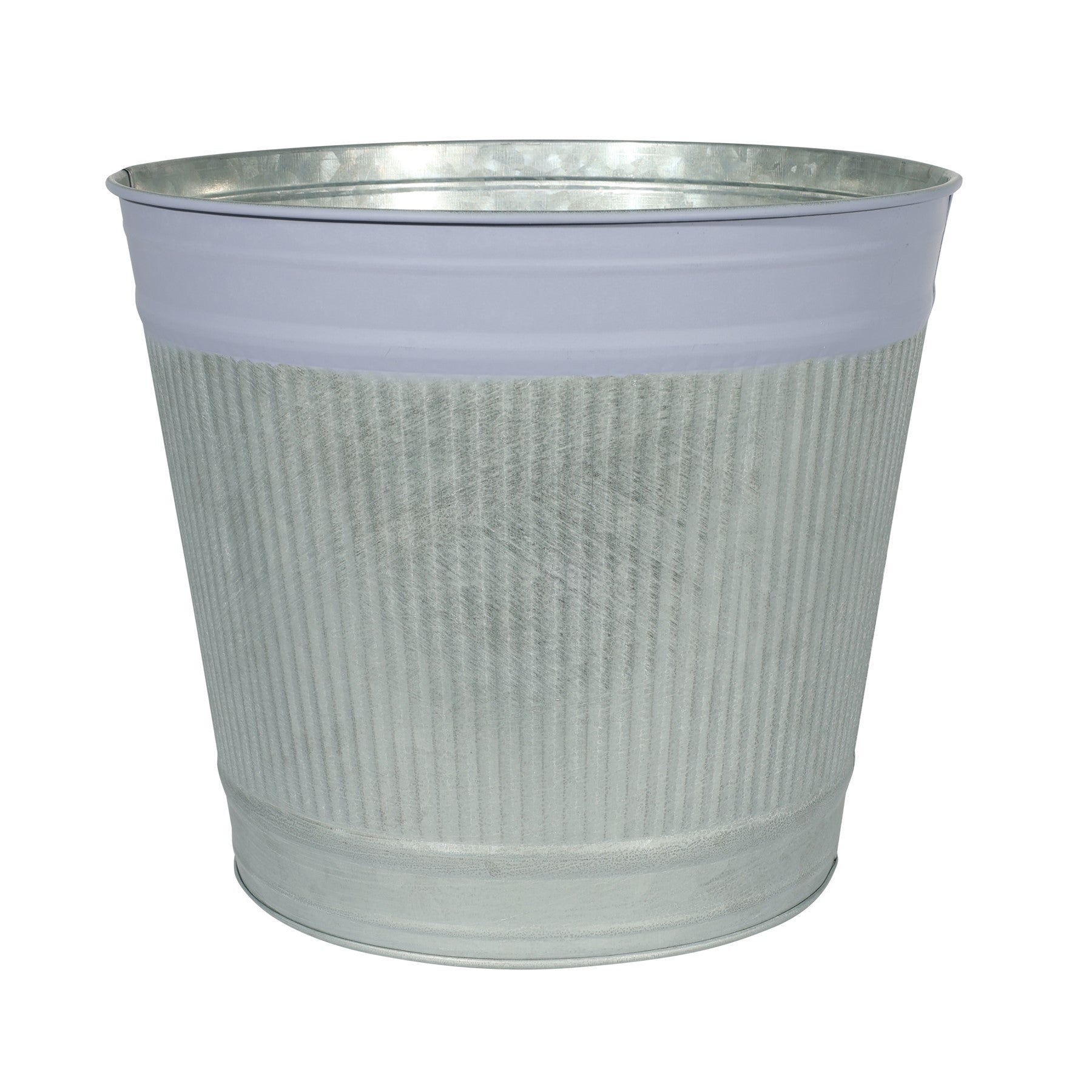 View Whitewash Zinc Bucket with Lilac Band H205cm information