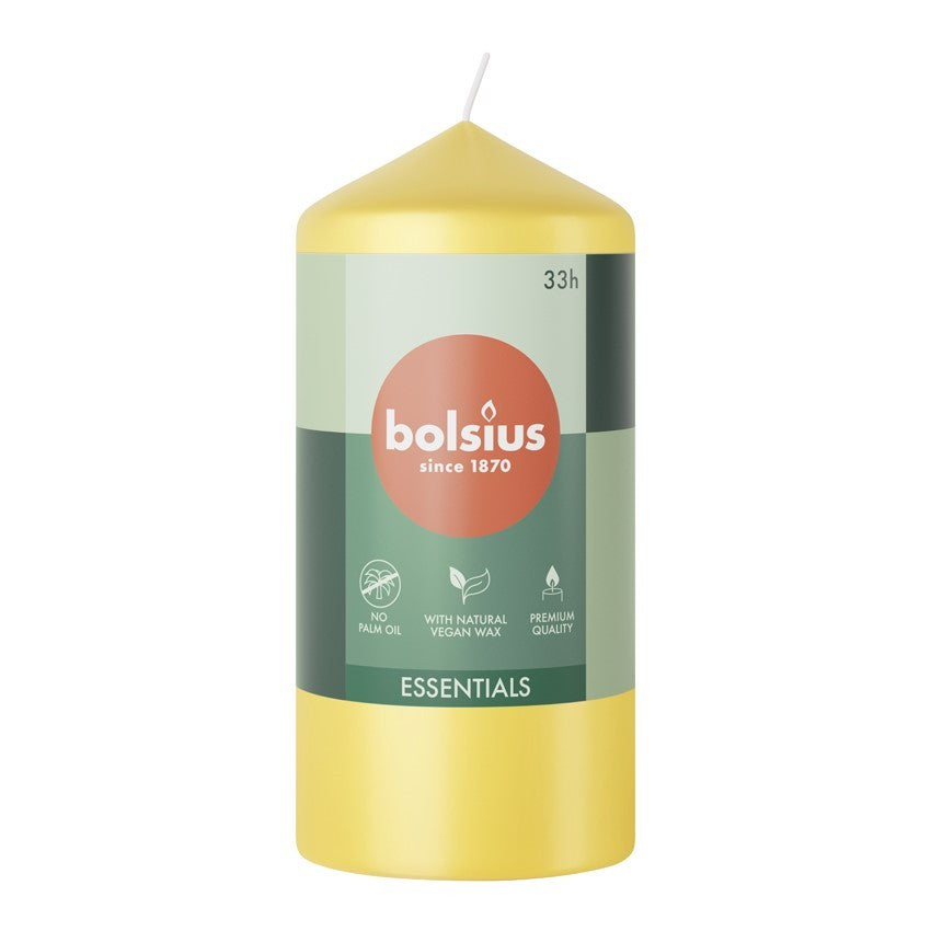 View Bolsius Sunny Yellow Essential Pillar Candle 120mm x 58mm information