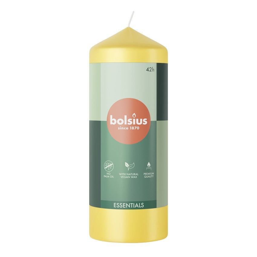 View Bolsius Sunny Yellow Essential Pillar Candle 150mm x 58mm information