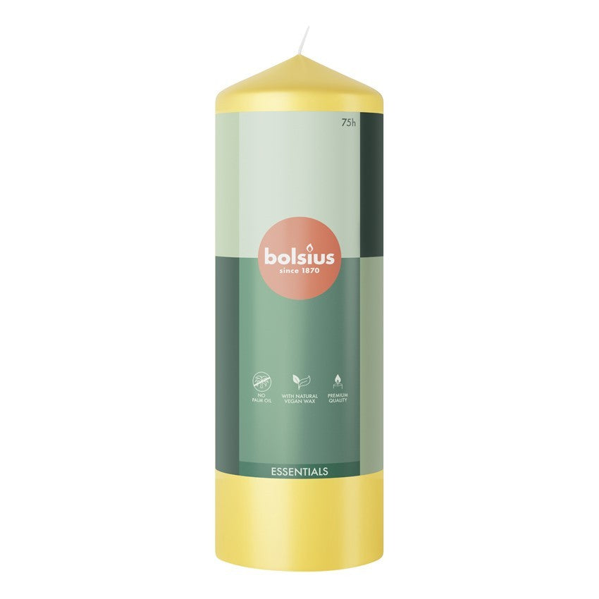 View Bolsius Sunny Yellow Essential Pillar Candle 200mm x 58mm information