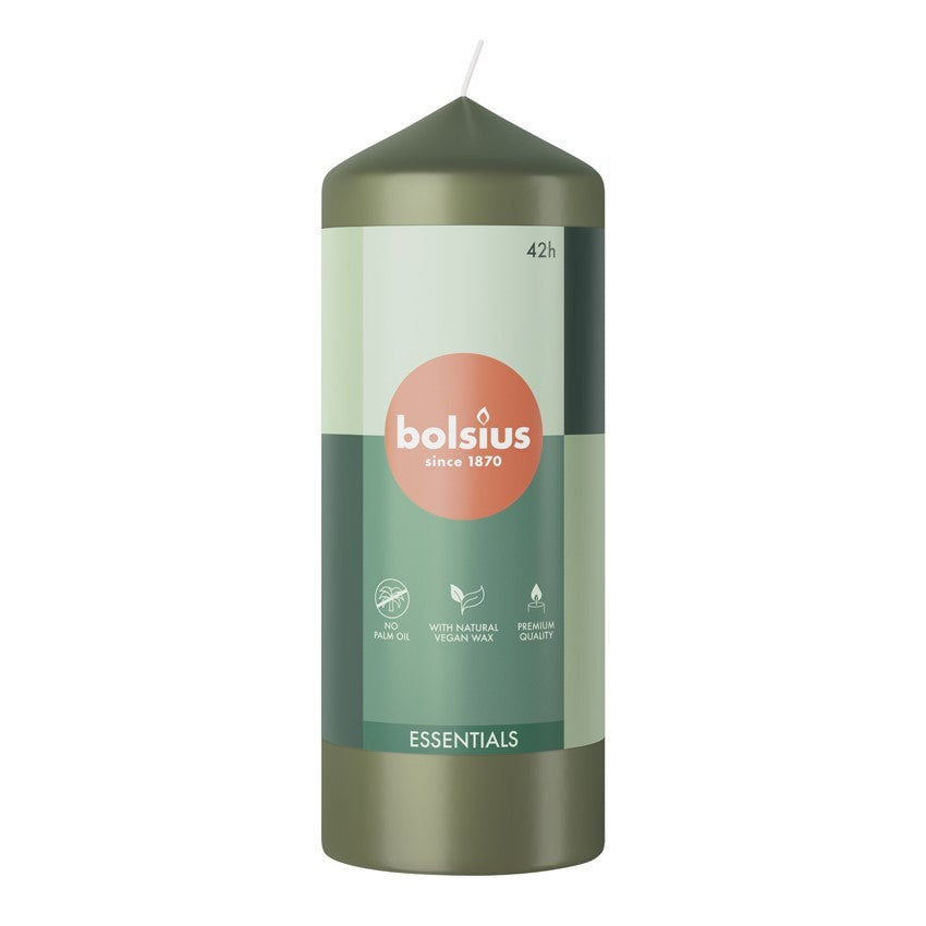 View Bolsius Olive Green Essential Pillar Candle 150mm x 58mm information
