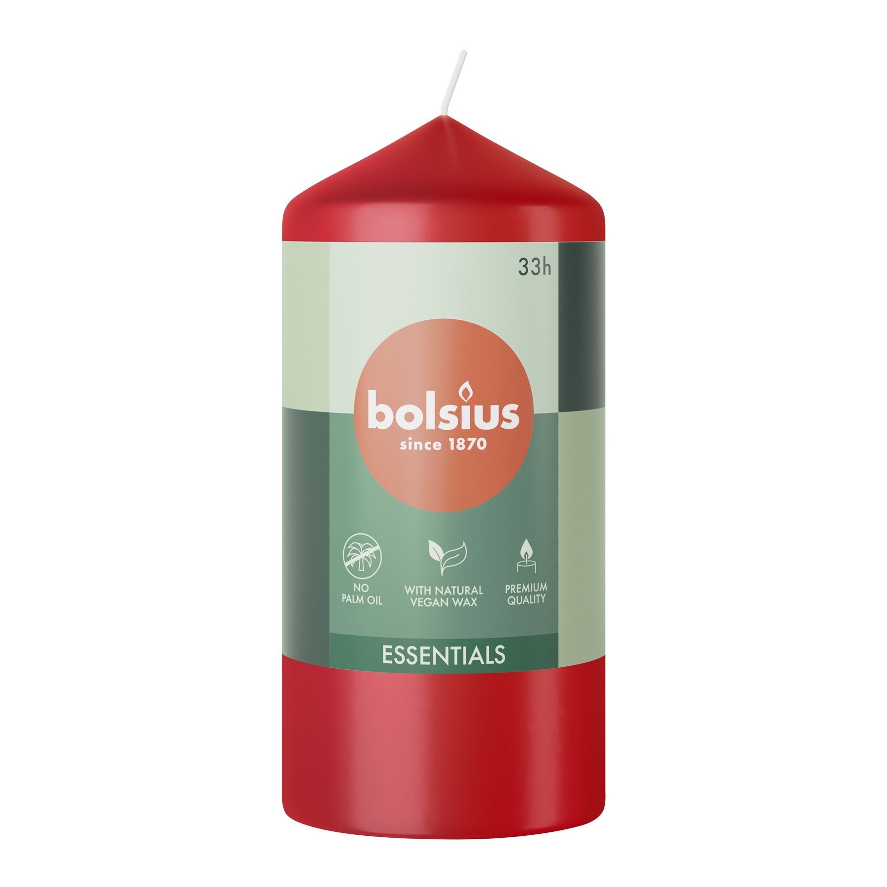 View Bolsius Delicate Red Essential Pillar Candle 120mm x 58mm information