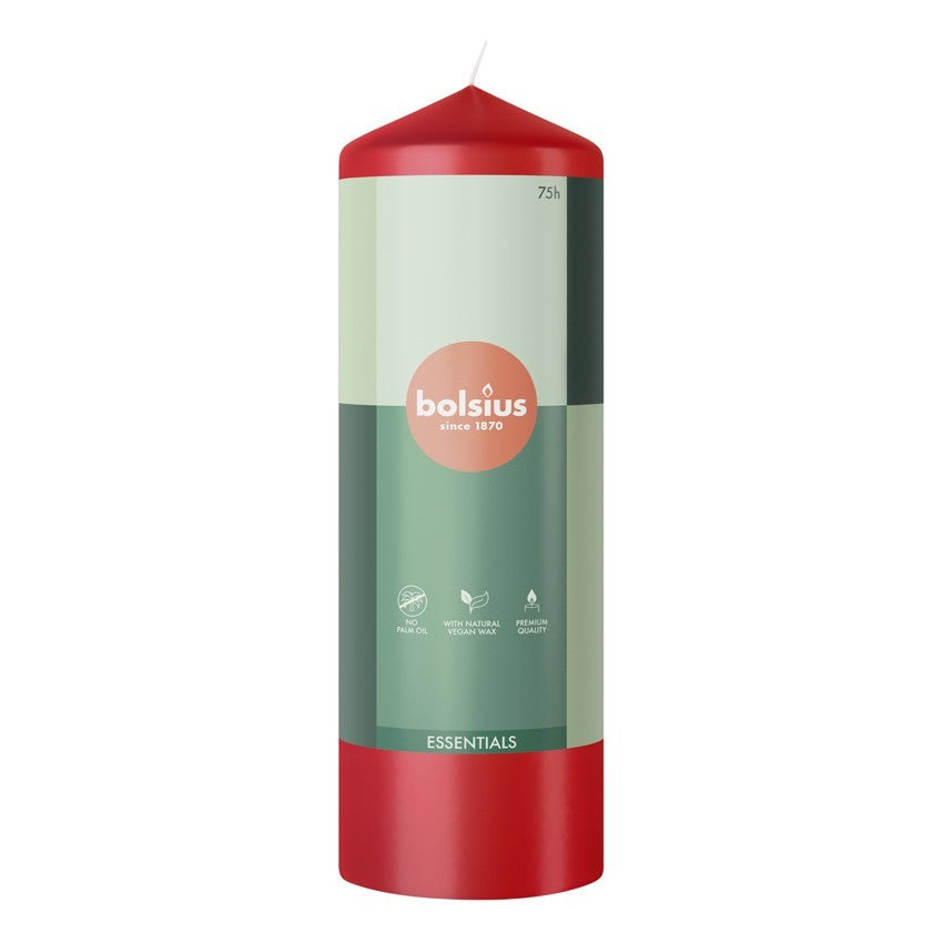 View Bolsius Delicate Red Essential Pillar Candle 200mm x 58mm information