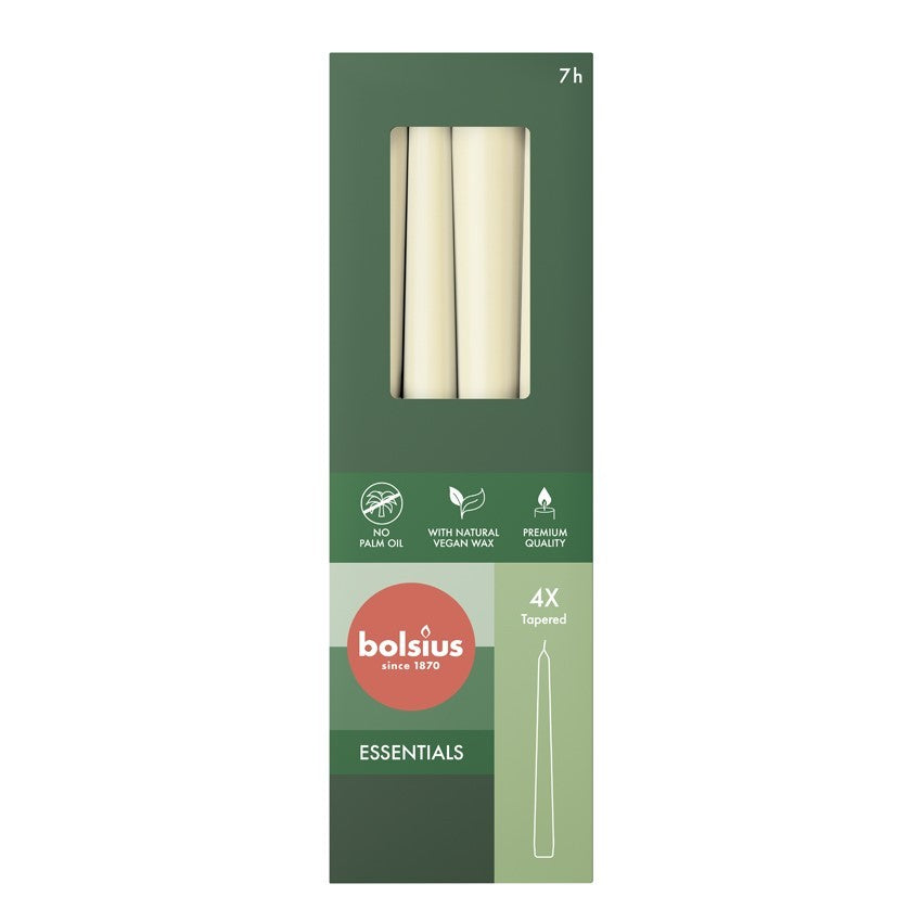 View Bolsius Soft Pearl Box of 4 Tapered Candles 245mm x 24mm information