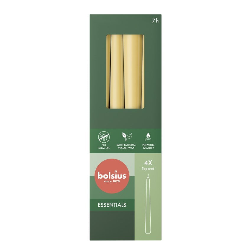 View Bolsius Oat Beige Box of 4 Tapered Candles 245mm x 24mm information