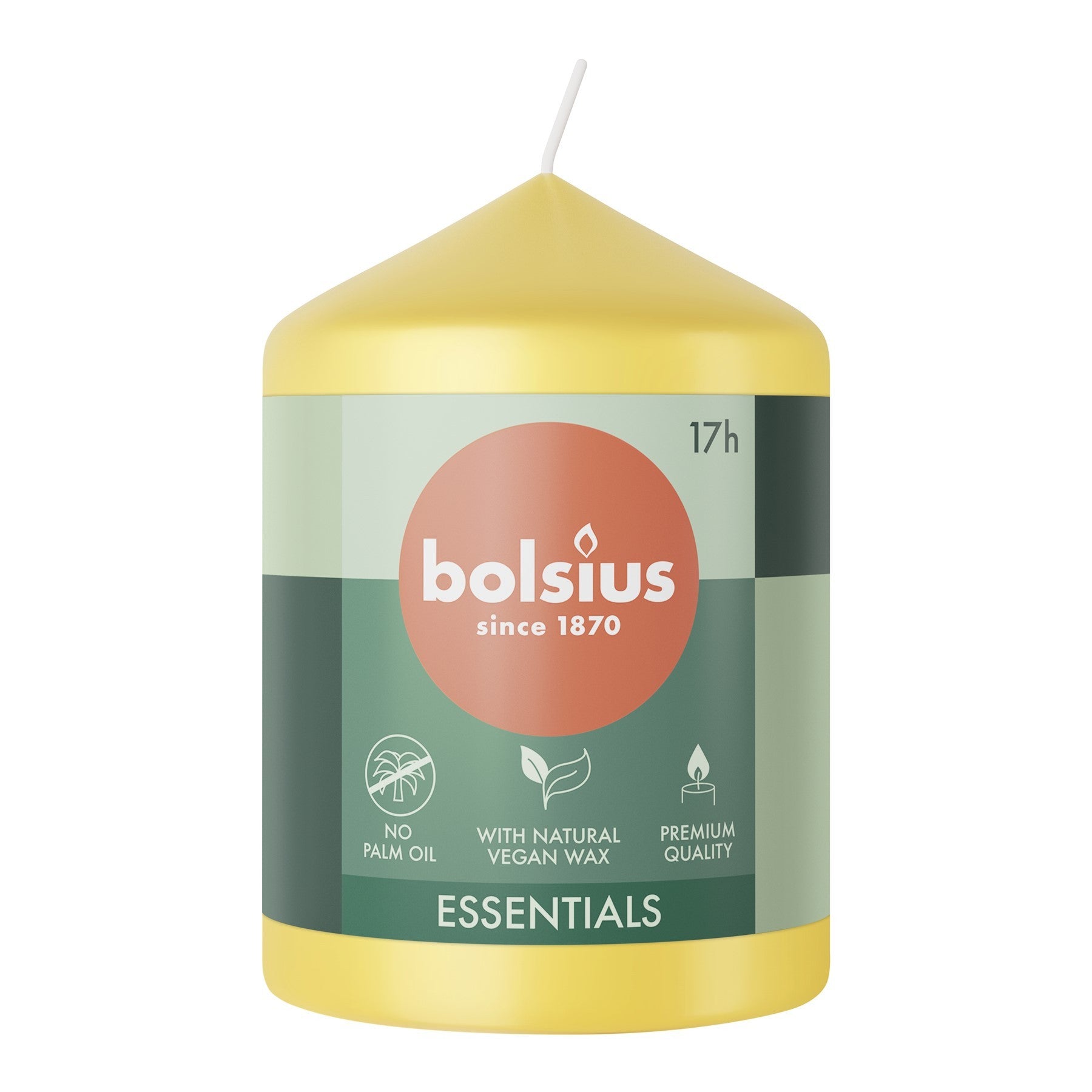 View Bolsius Sunny Yellow Essential Pillar Candle 80mm x 58mm information