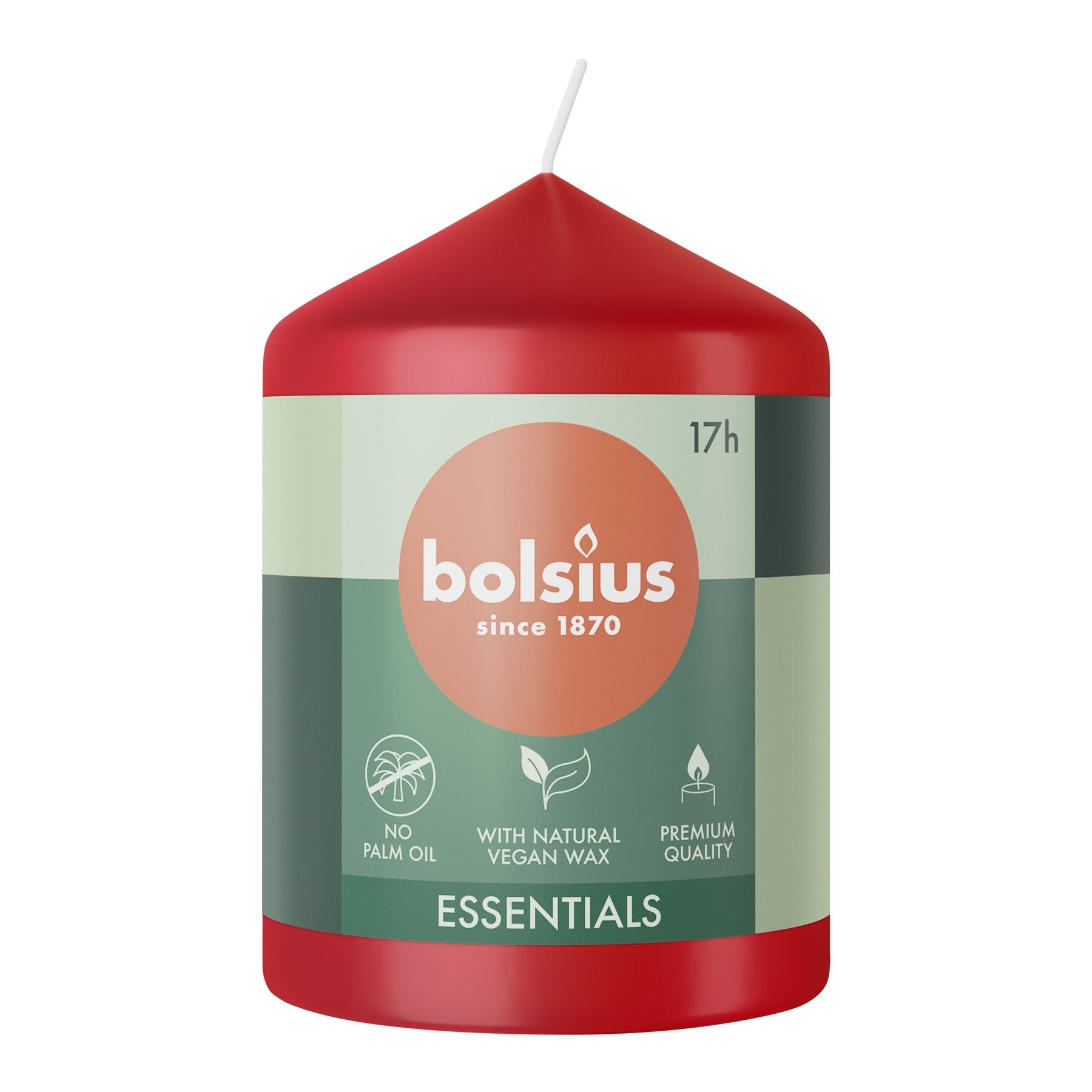 View Bolsius Delicate Red Essential Pillar Candle 80mm x 58mm information