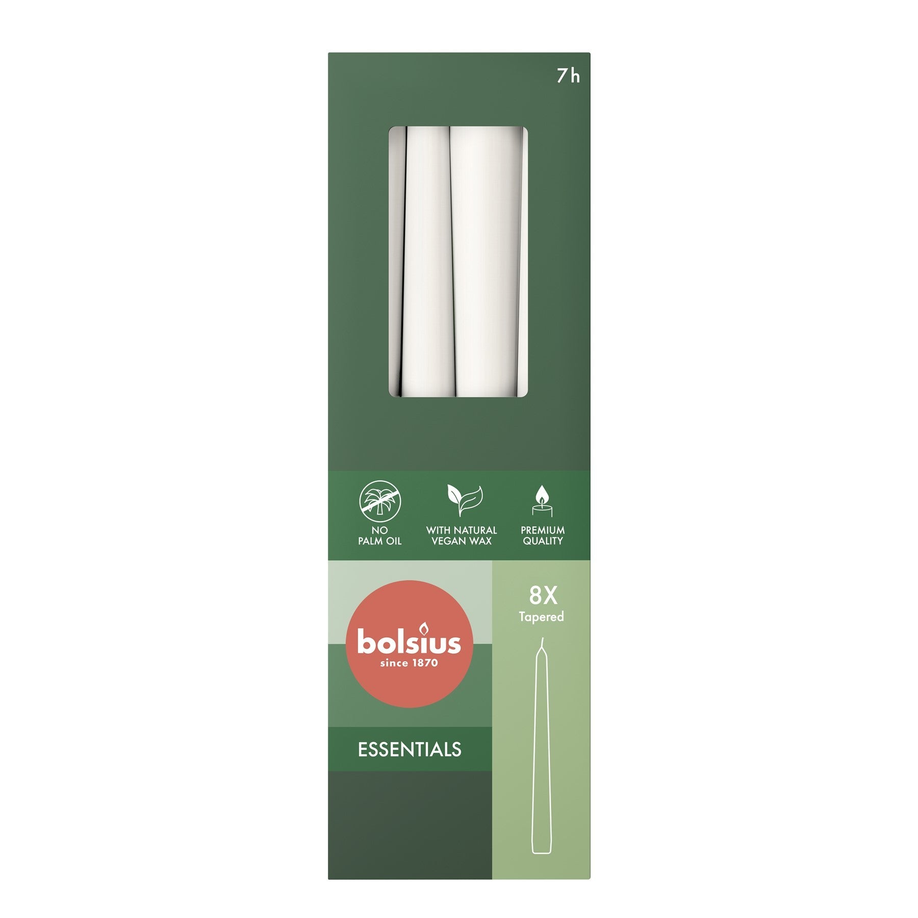 View Bolsius Cloudy White Box of 8 Tapered Candles 245mm x 24mm information