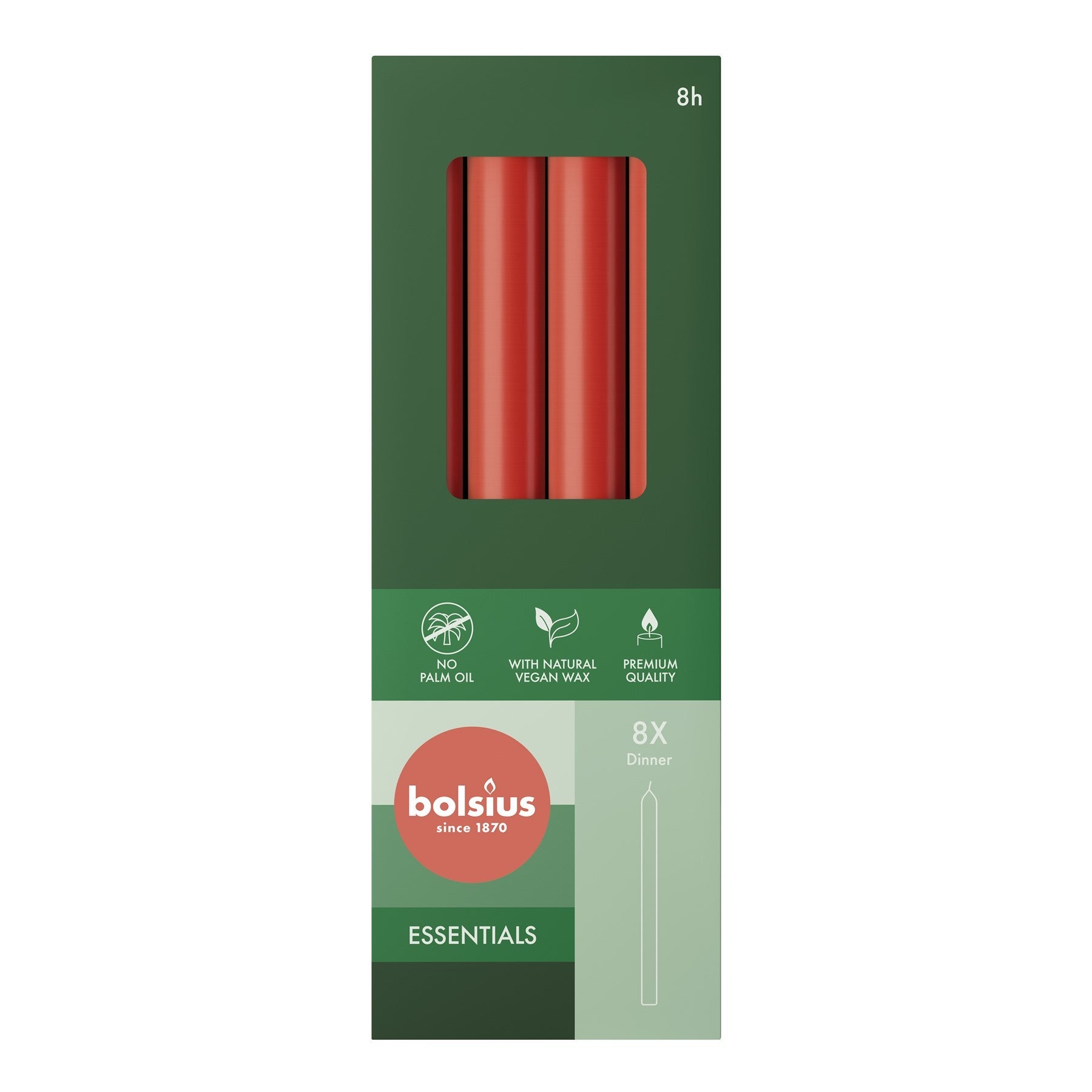 View Bolsius Delicate Red Box of 8 Tapered Candles 245mm x 24mm information