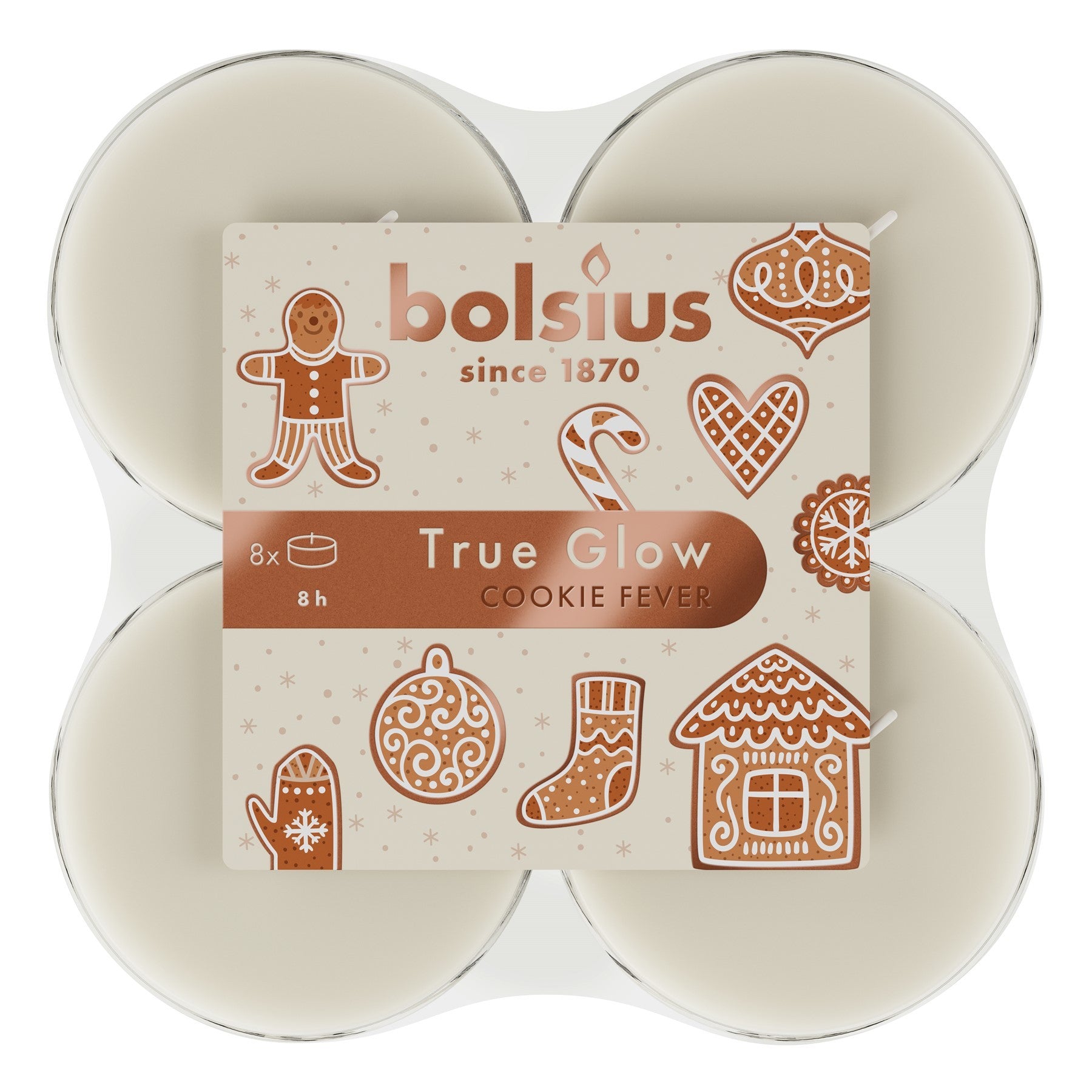 View Bolsius Christmas Fragranced Tealights Pack of 8 Cookie Fever information