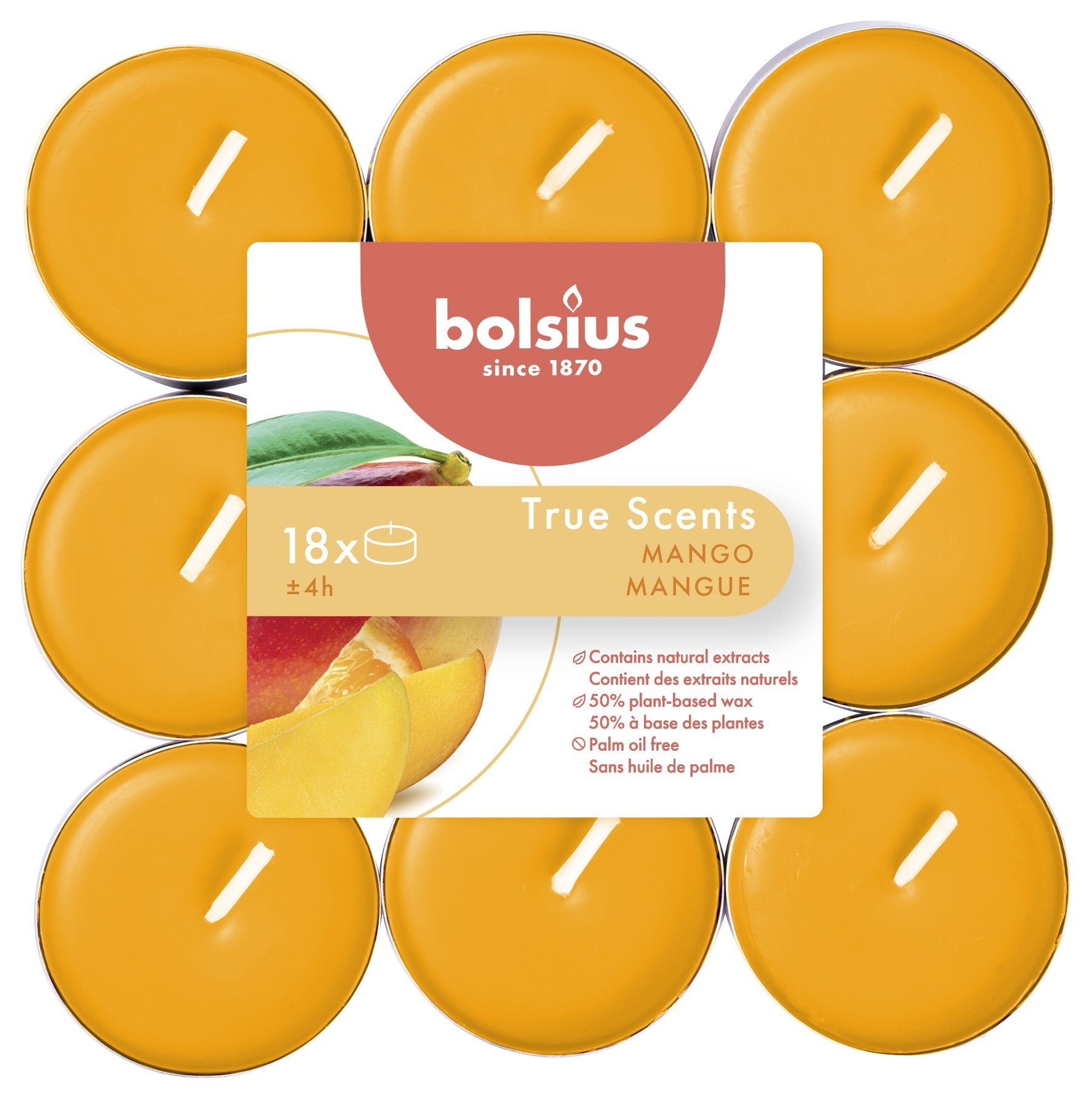 View Mango Bolsius Tealights pack of 18 information