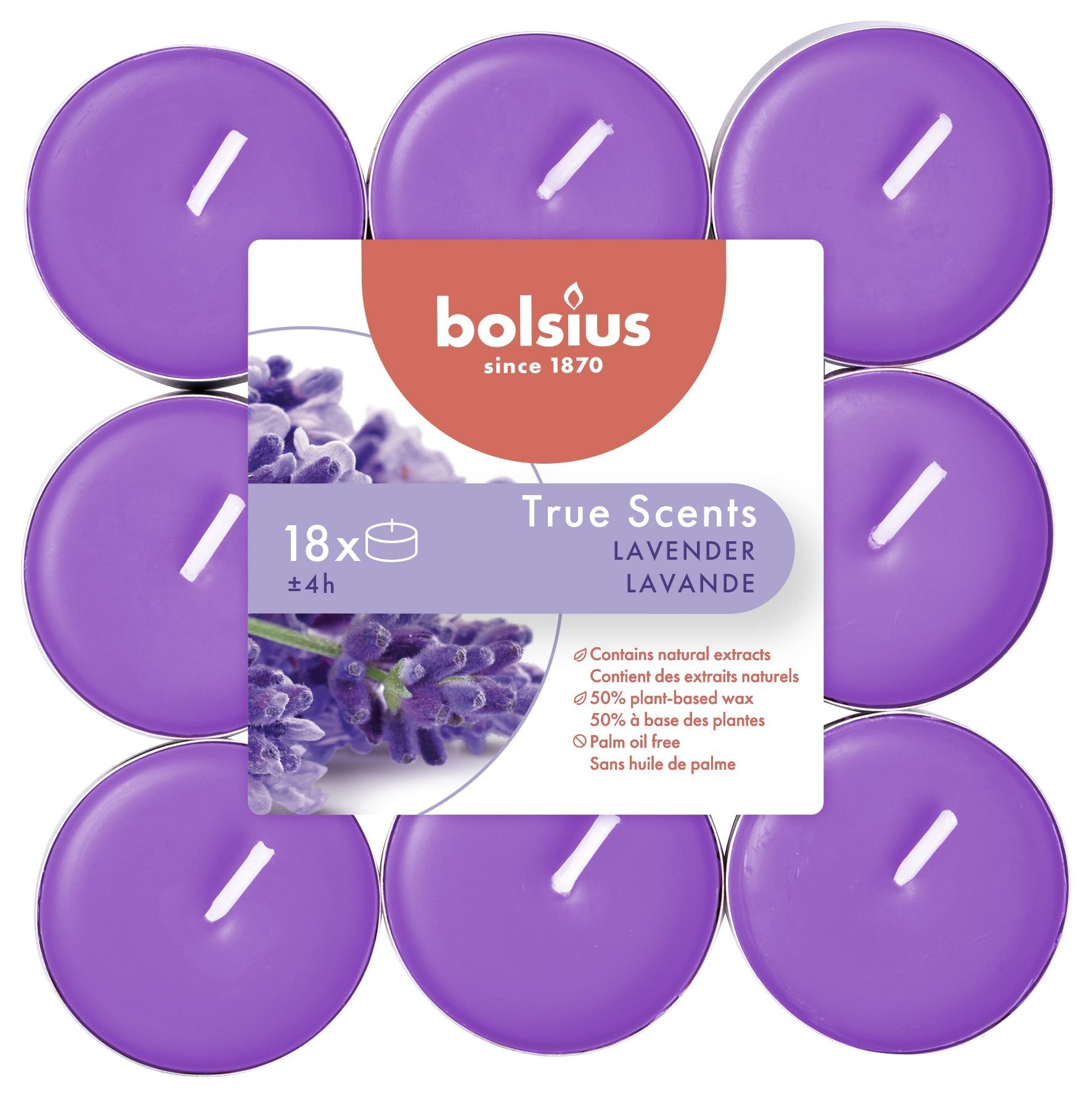 View Lavender Bolsius Tealights pack of 18 information