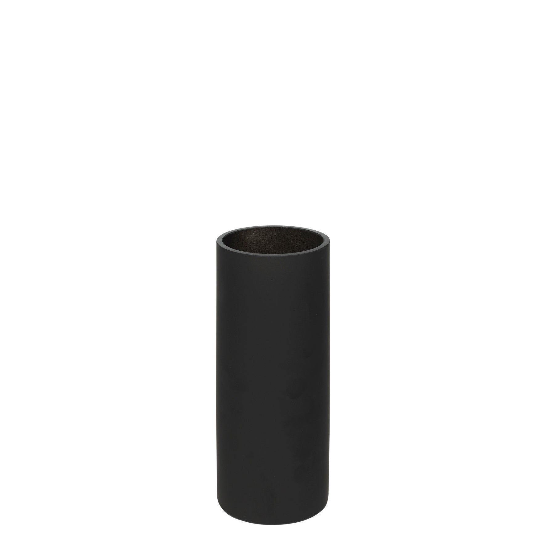 View Matt Black Glass Cylinder Vase 25cm information