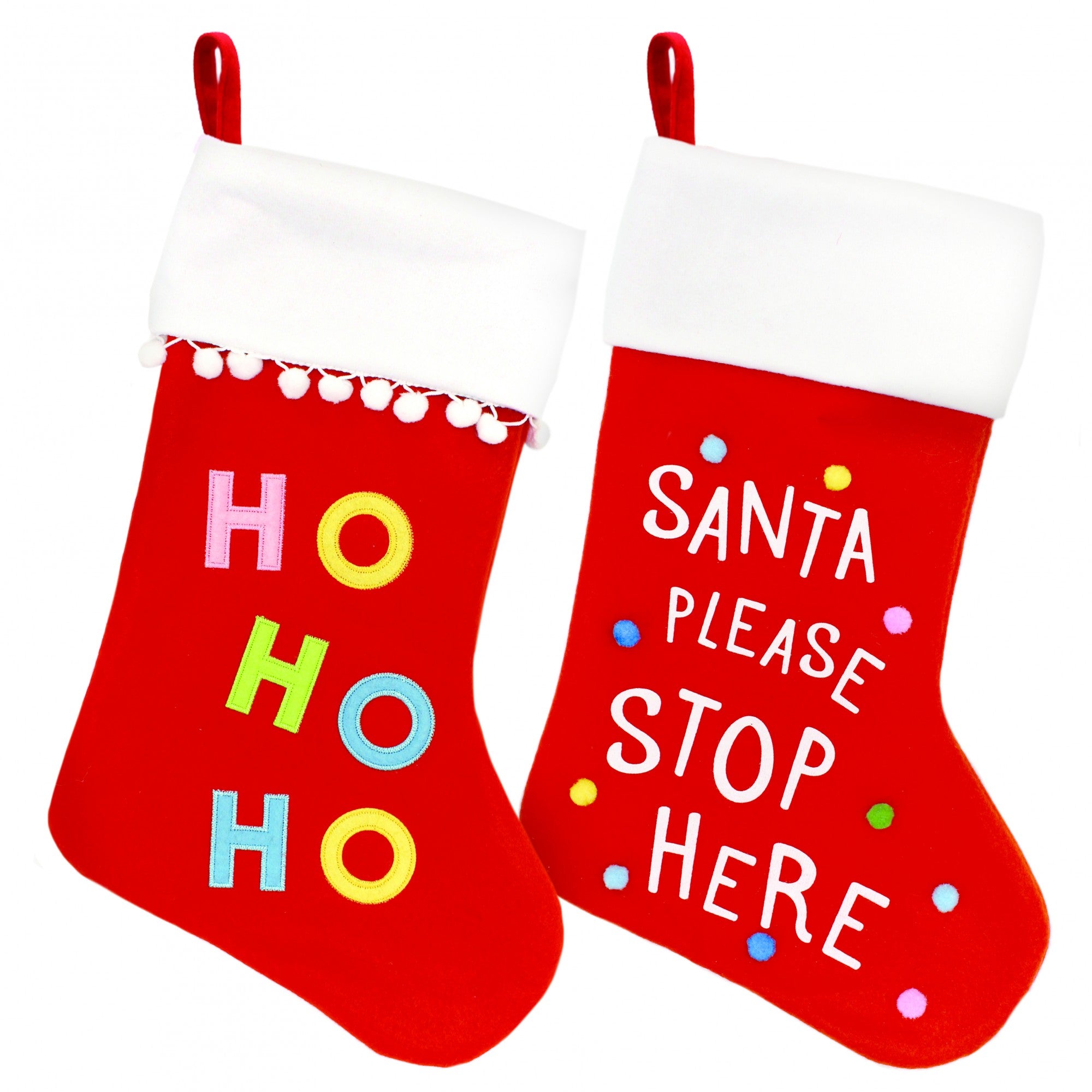 View Christmas Text Stocking with Pompoms information