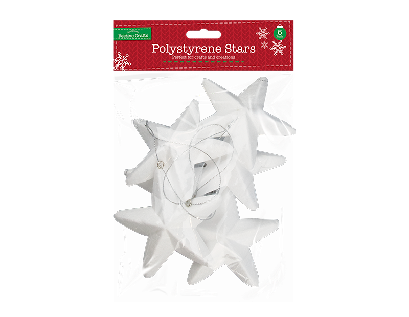 View Hanging Polystyrene Stars Pack of 6 information