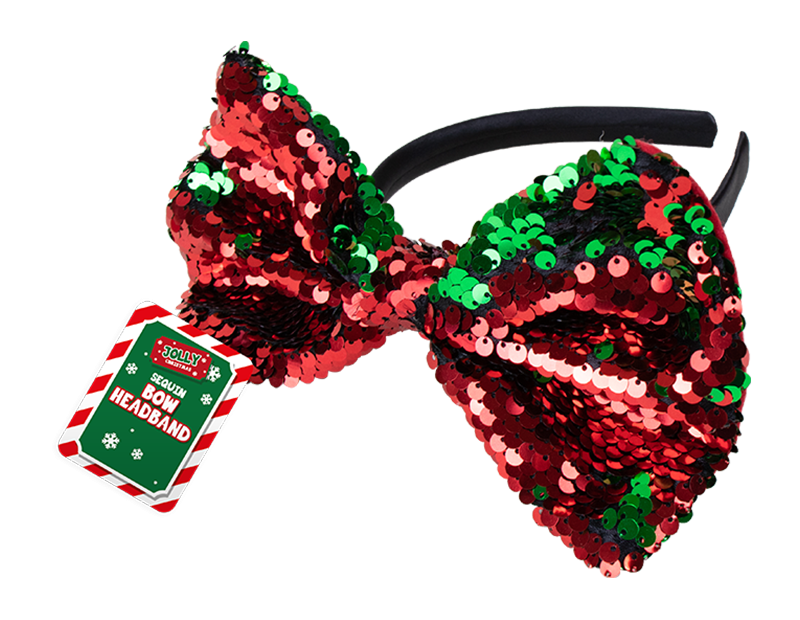 View Reversible Sequin Bow Headband information