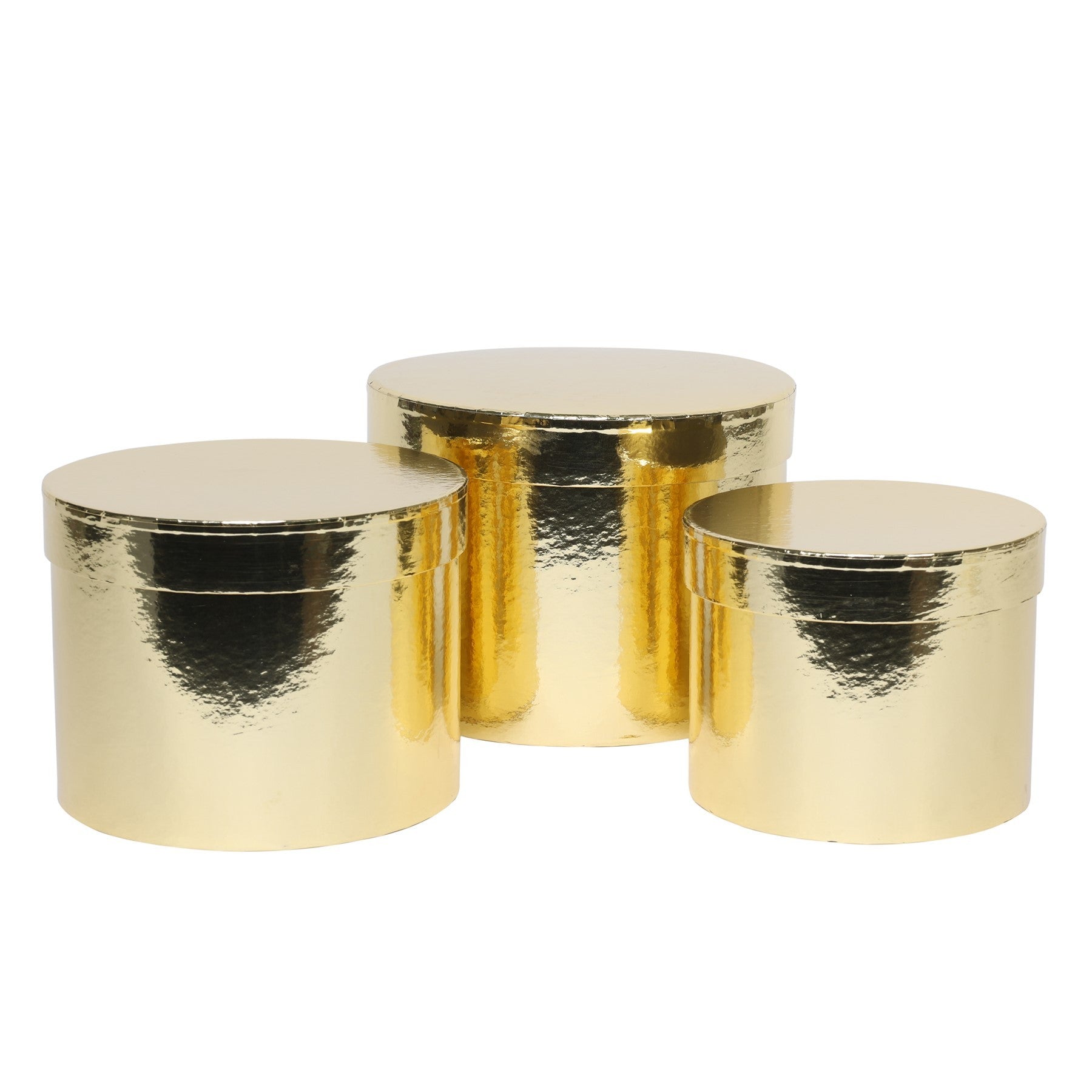 View Metallic Gold Hat Box Set of 3 Largest D19 x H144cm information