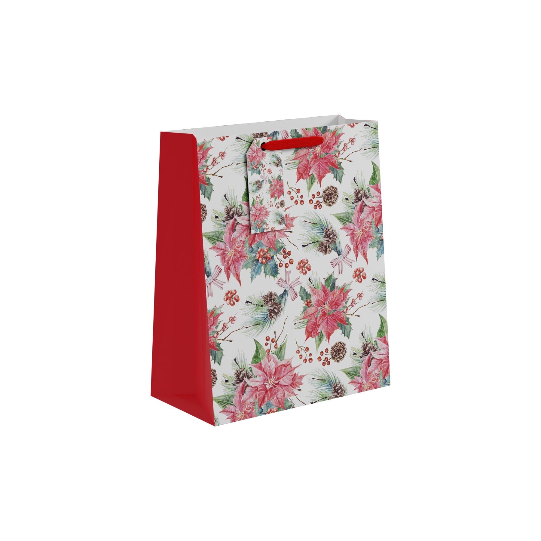 View Christmas Poinsettia Berries Gift Bag Large information