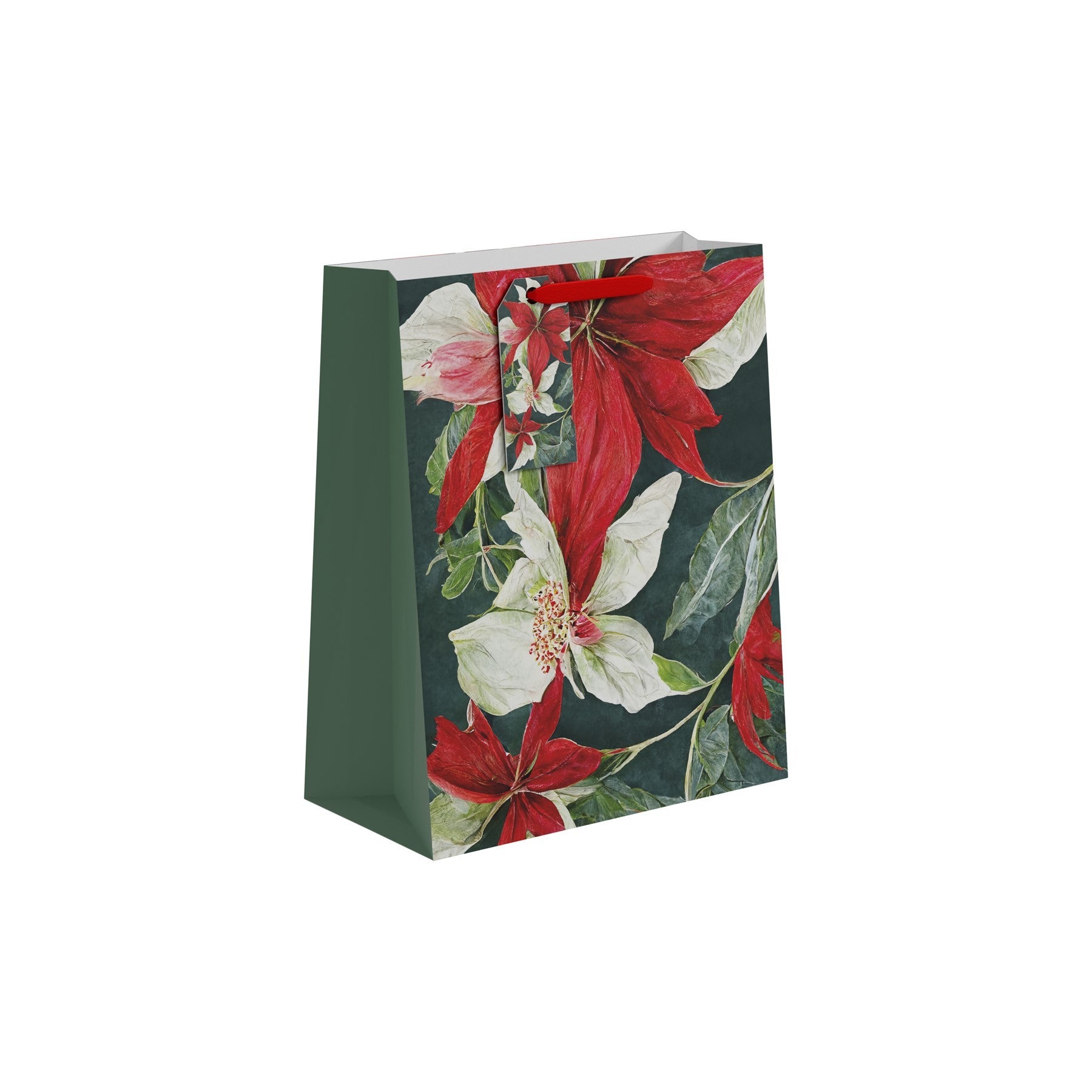 View Red White Poinsettia Gift Bag Large information