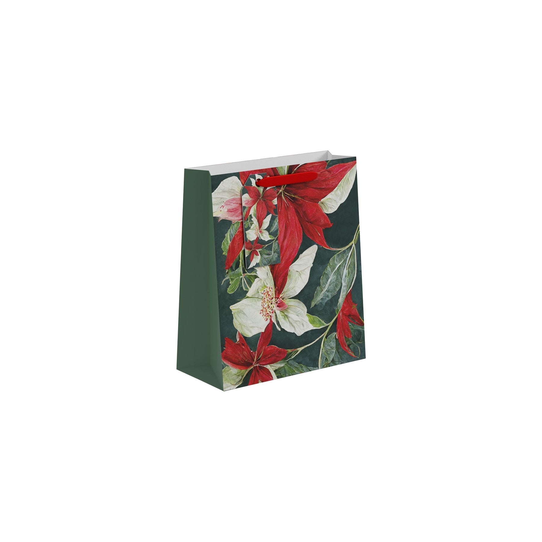 View Red White Poinsettia Gift Bag Medium information